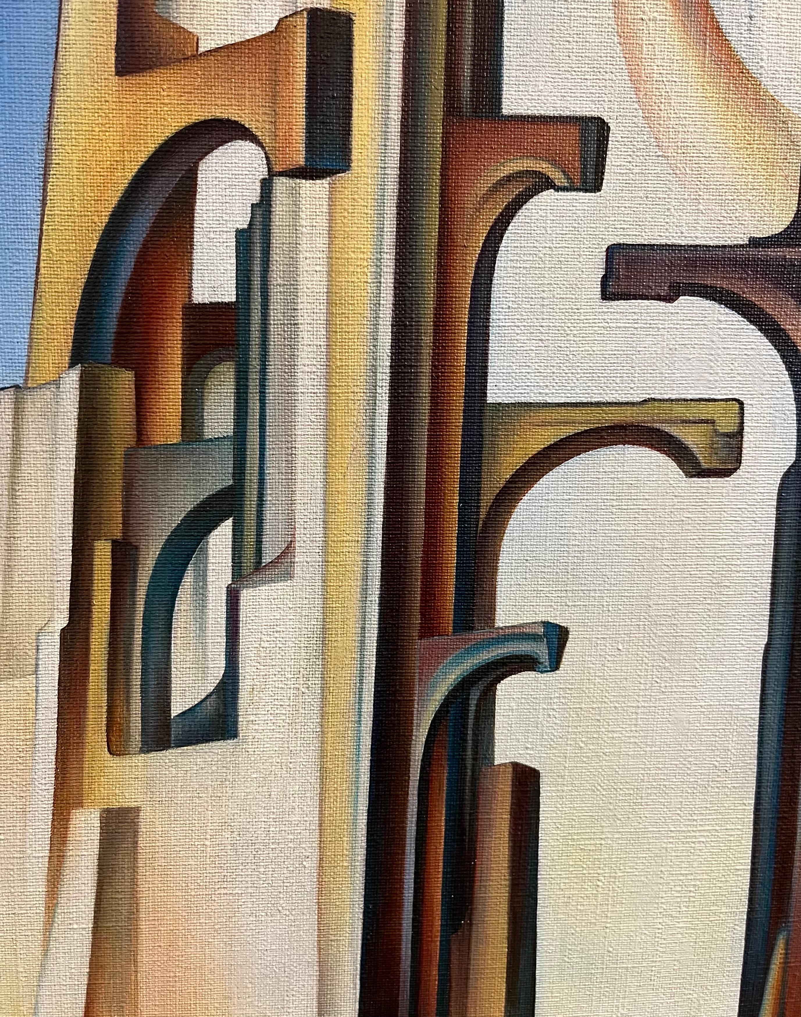 The Tower of Babel von Jean-Pierre BURQUIER - Öl auf Leinwand - 81x65 cm im Angebot 4