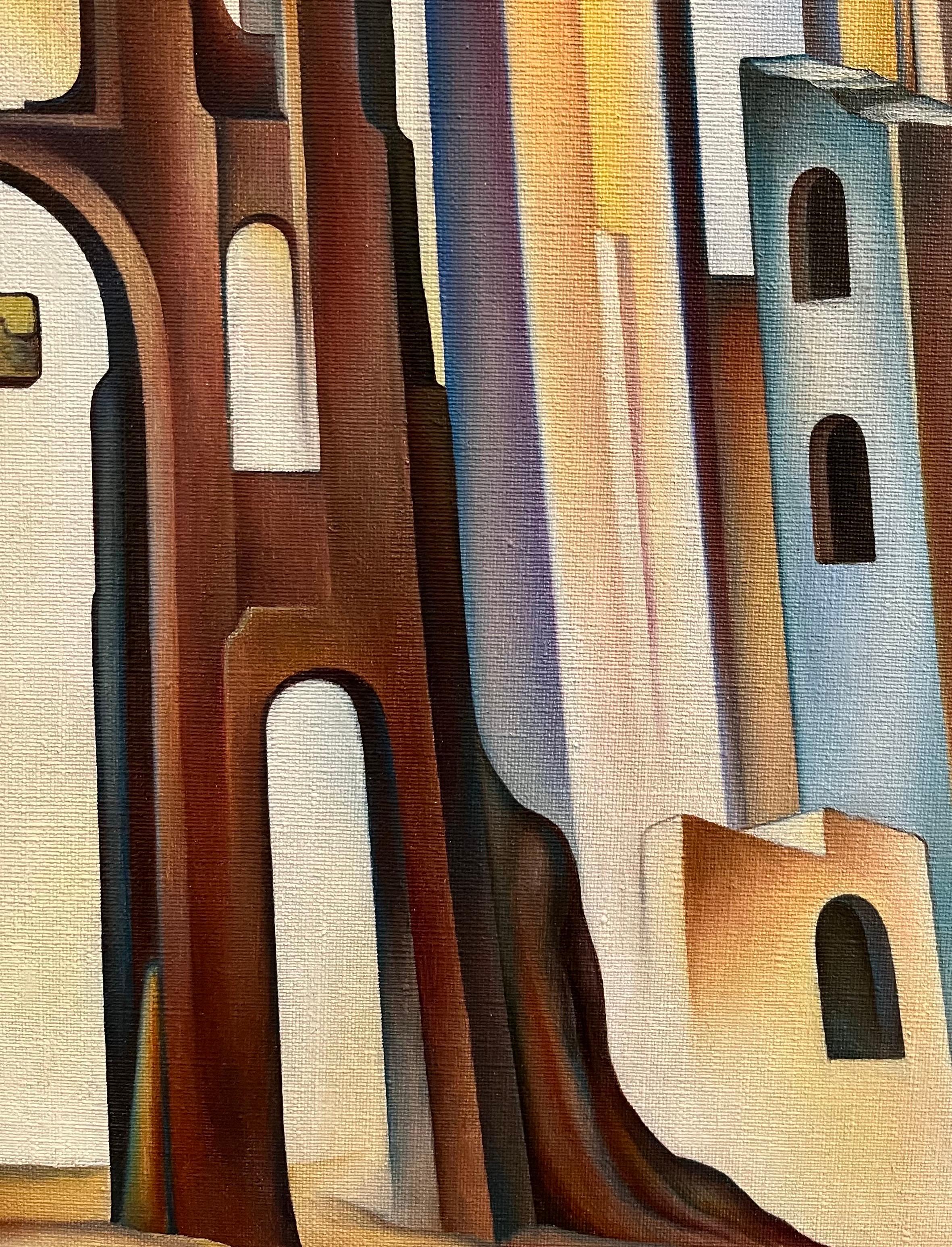 The Tower of Babel von Jean-Pierre BURQUIER - Öl auf Leinwand - 81x65 cm im Angebot 5