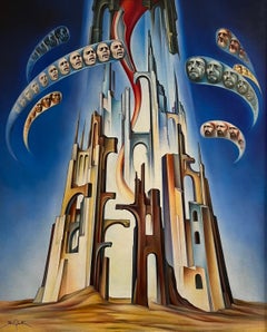 La Torre de Babel de Jean-Pierre BURQUIER - Óleo sobre lienzo - 81x65 cm