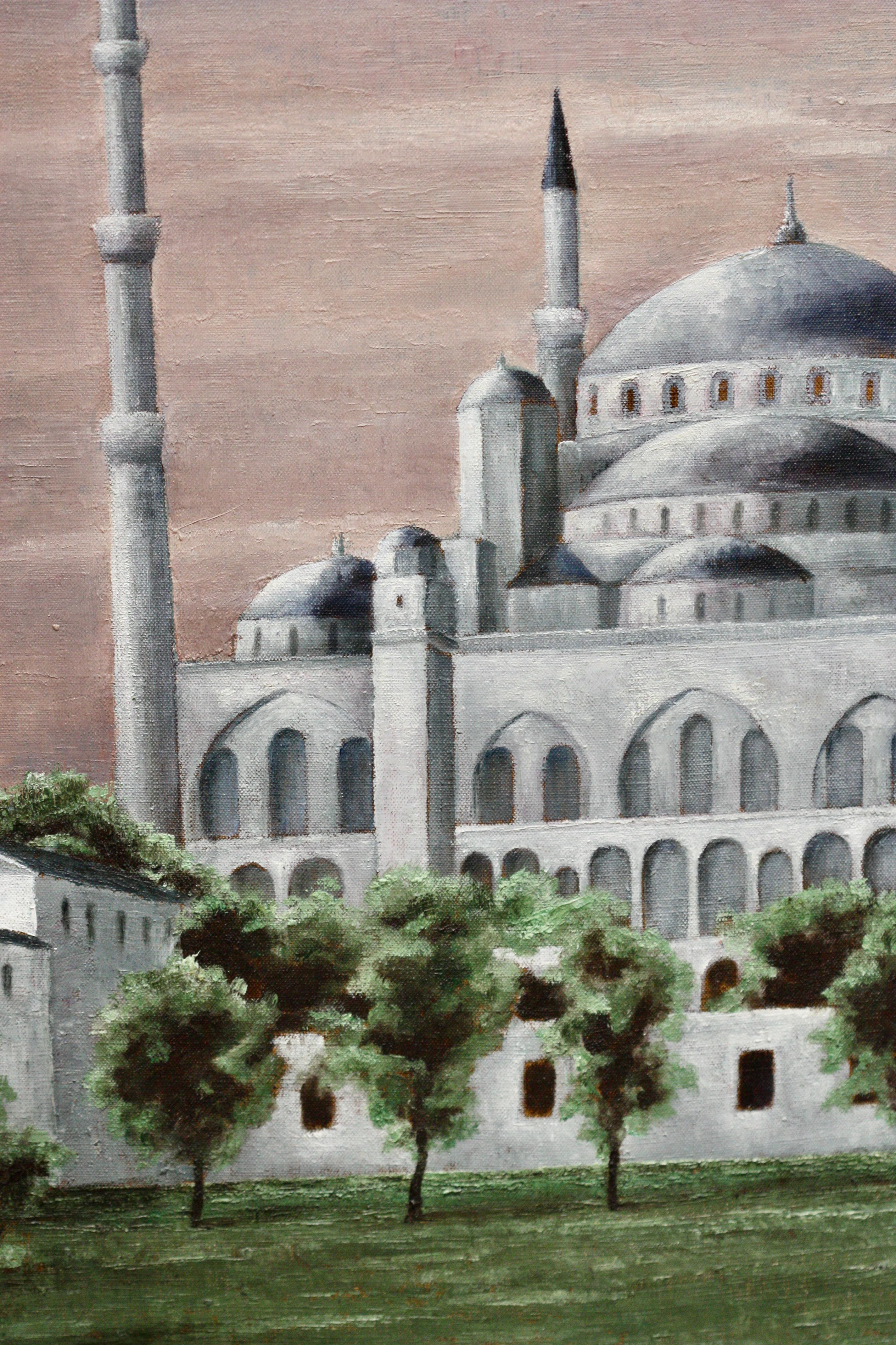 Milieu du XXe siècle Jean-Pierre Capron (1921-1997), La Mosquee Bleue D'istanbul, huile sur toile en vente