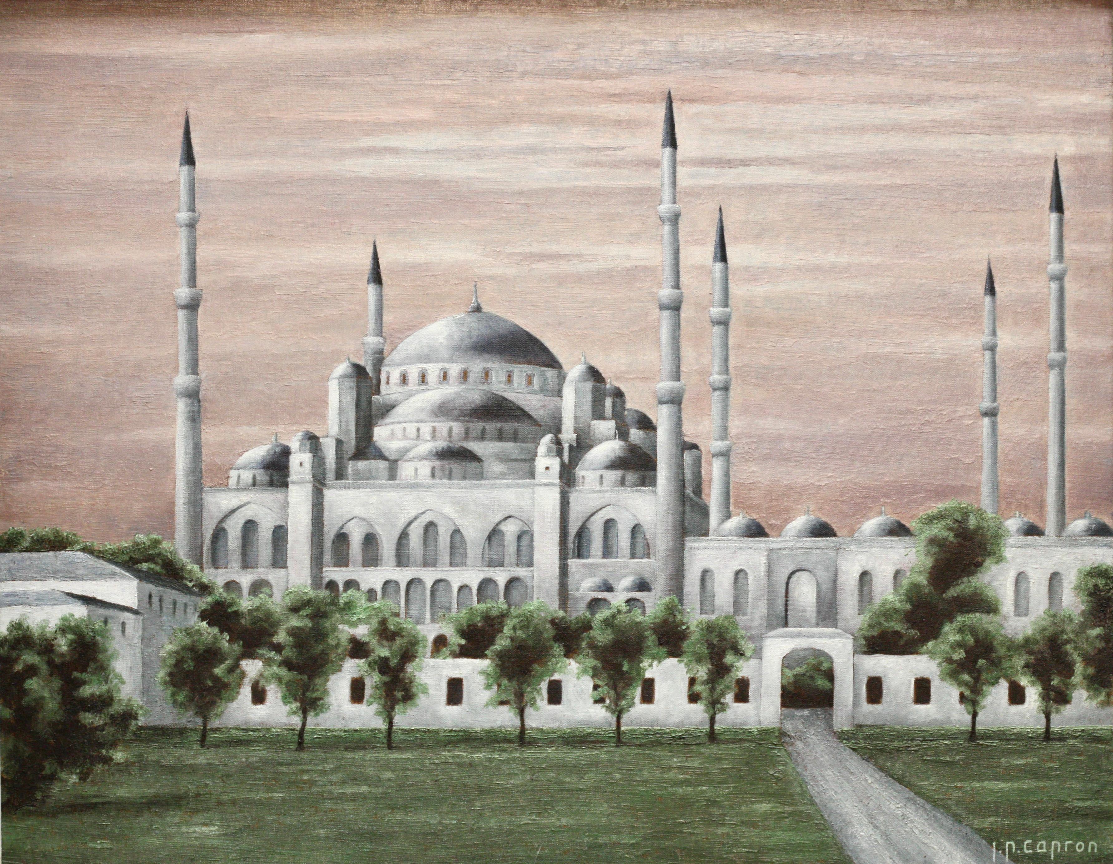 Toile Jean-Pierre Capron (1921-1997), La Mosquee Bleue D'istanbul, huile sur toile en vente