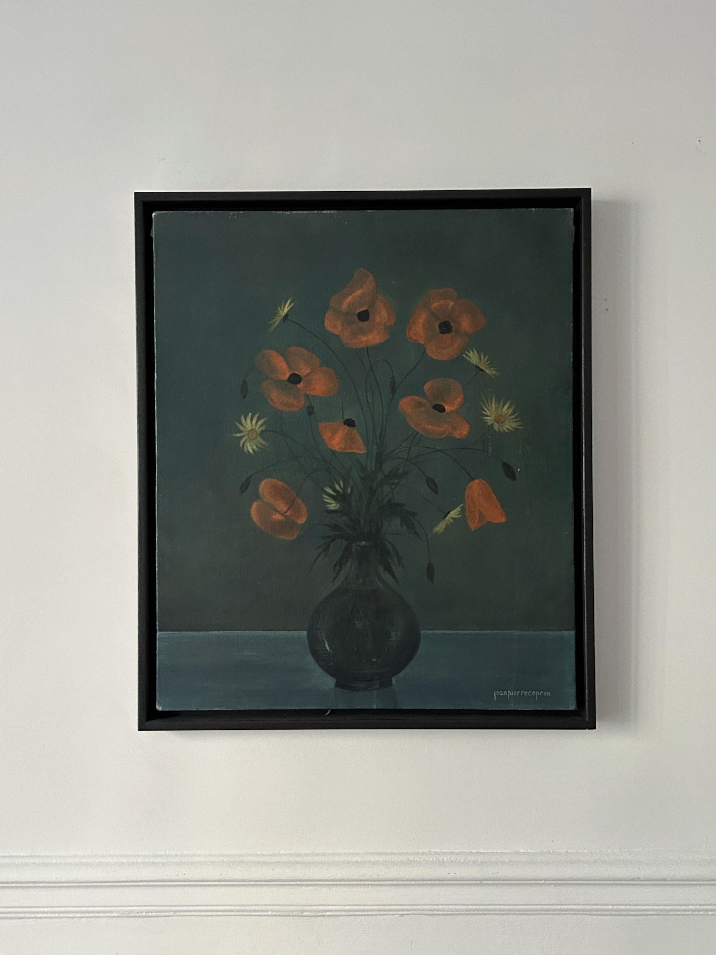 Capron, Poppies and Daisies, still life with flowers, oil on canvas For Sale 1