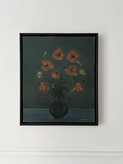 Capron, Poppies and Daisies, still life with flowers, oil on canvas