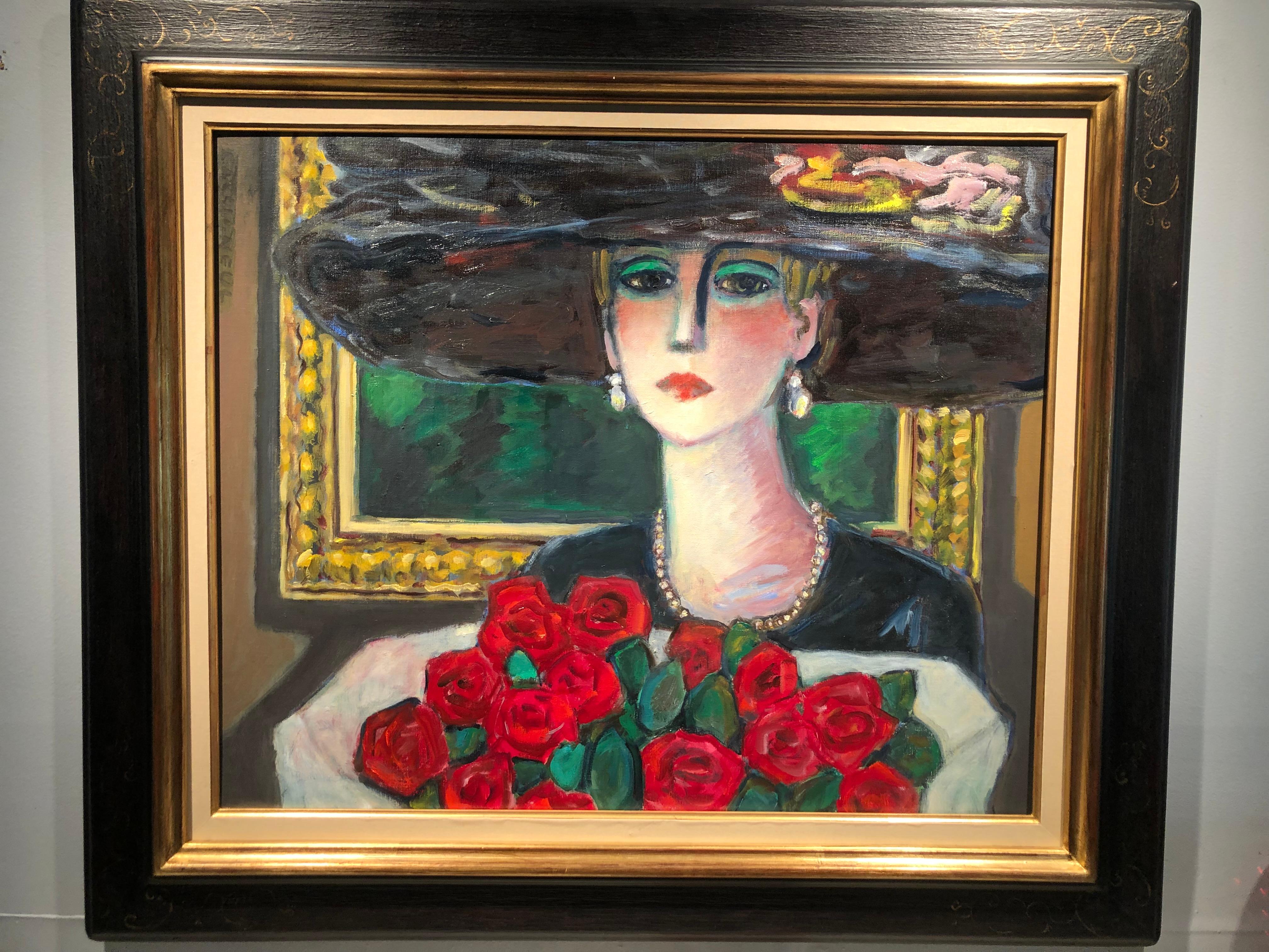 Bouquet di rose - Painting di Jean-Pierre Cassigneul