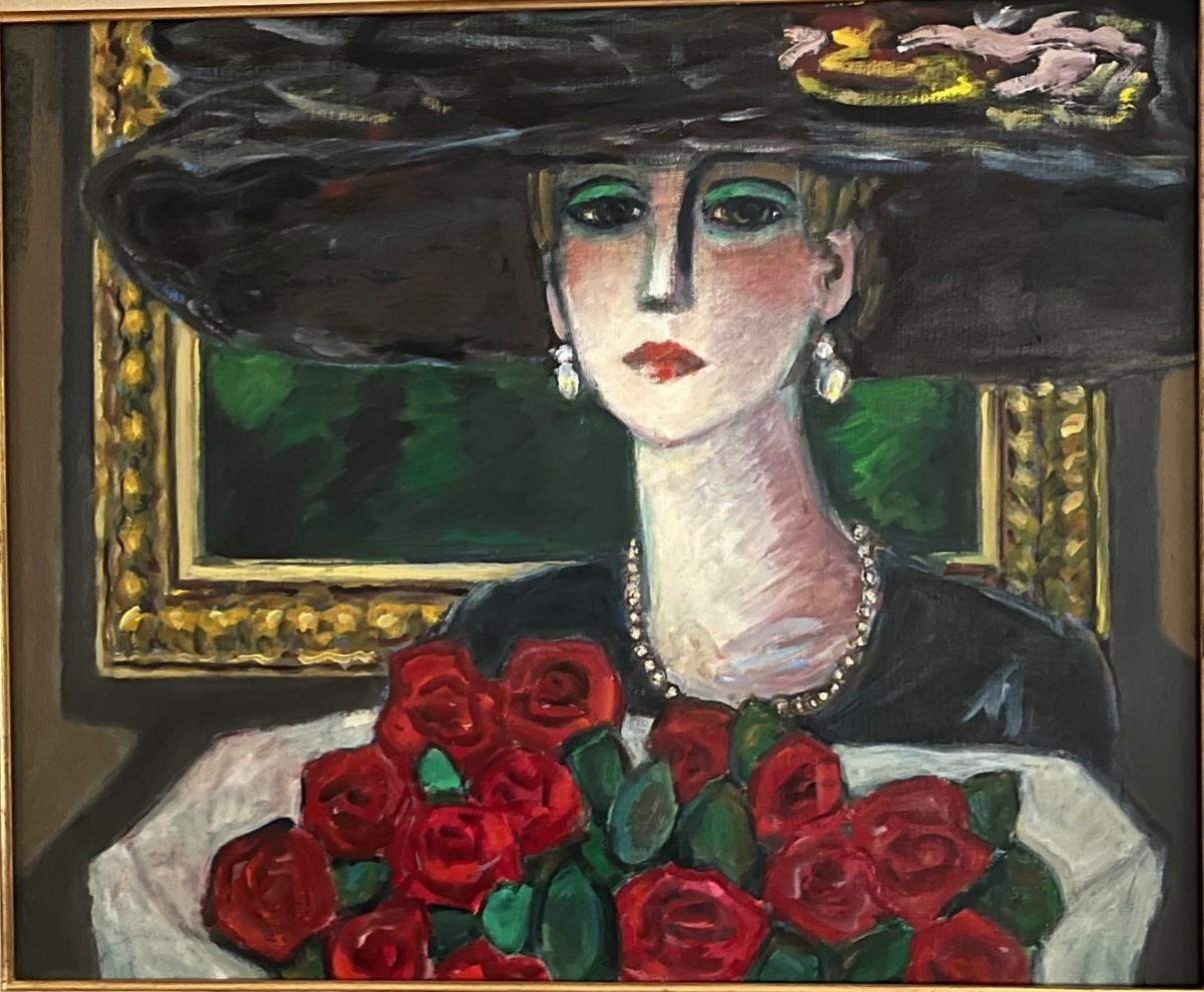 Figurative Painting di Jean-Pierre Cassigneul - Bouquet di rose