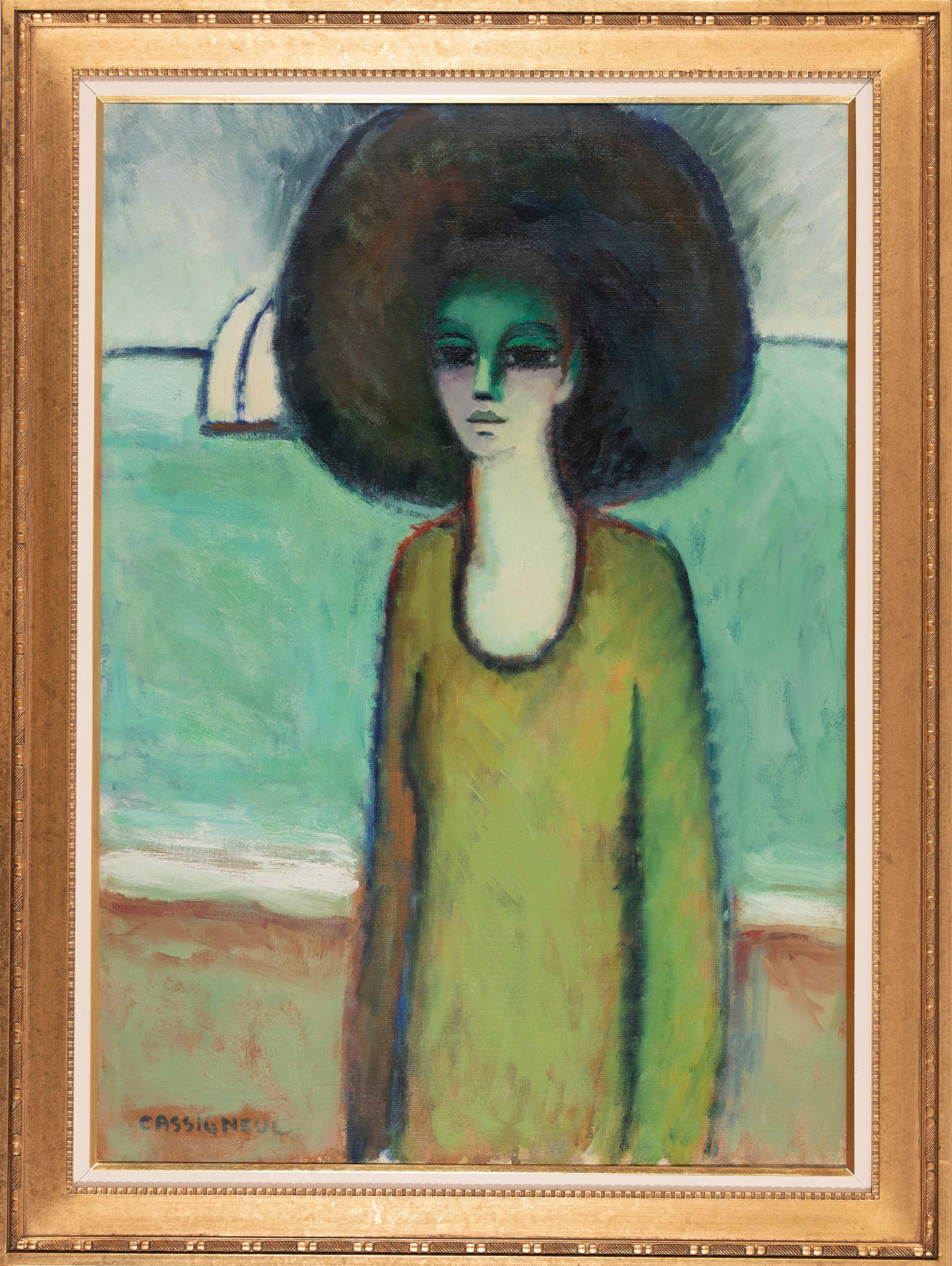 Femme au bord de la mer by Jean-Pierre Cassigneul - Portrait painting For Sale 1