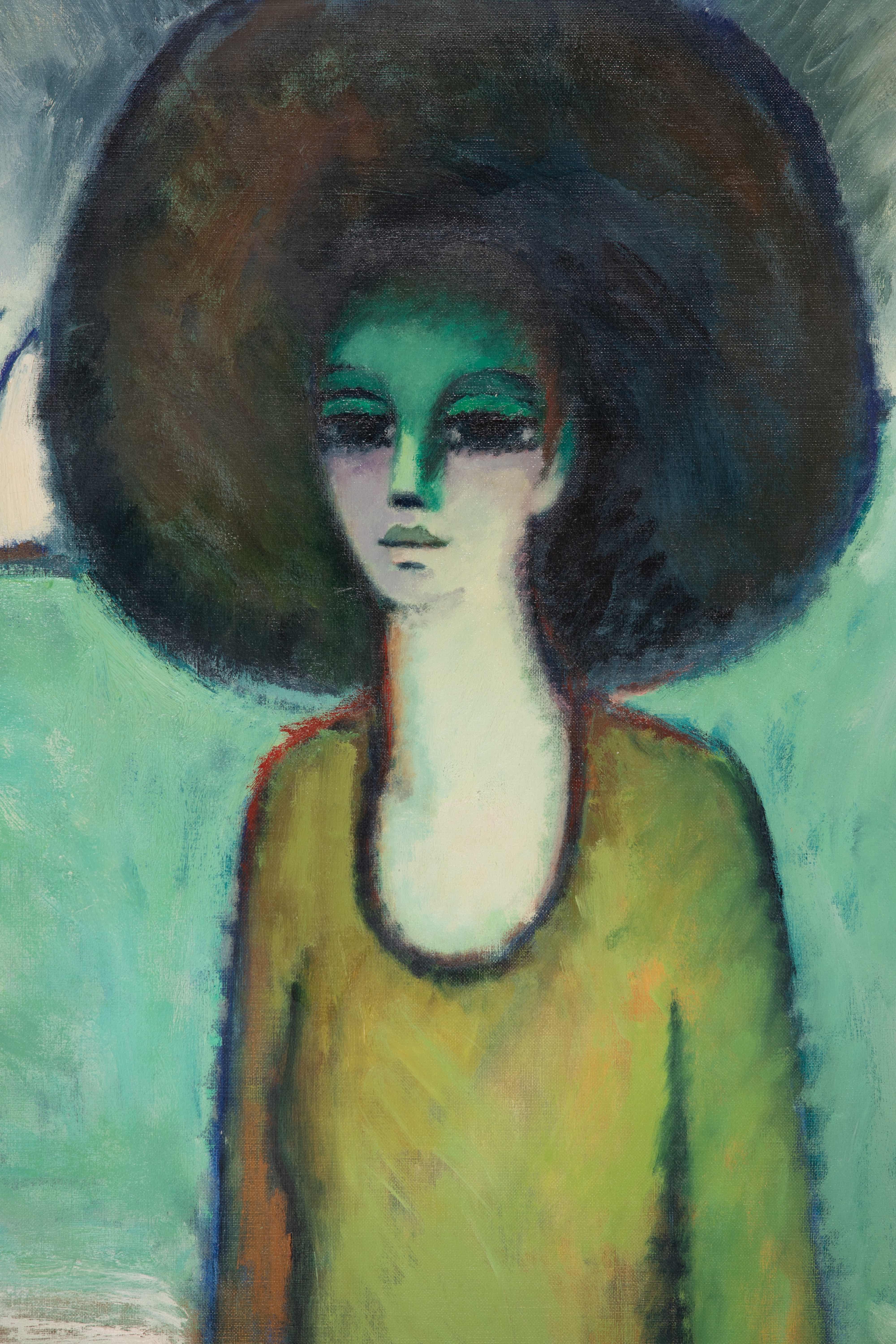 Femme au bord de la mer by Jean-Pierre Cassigneul - Portrait painting For Sale 2