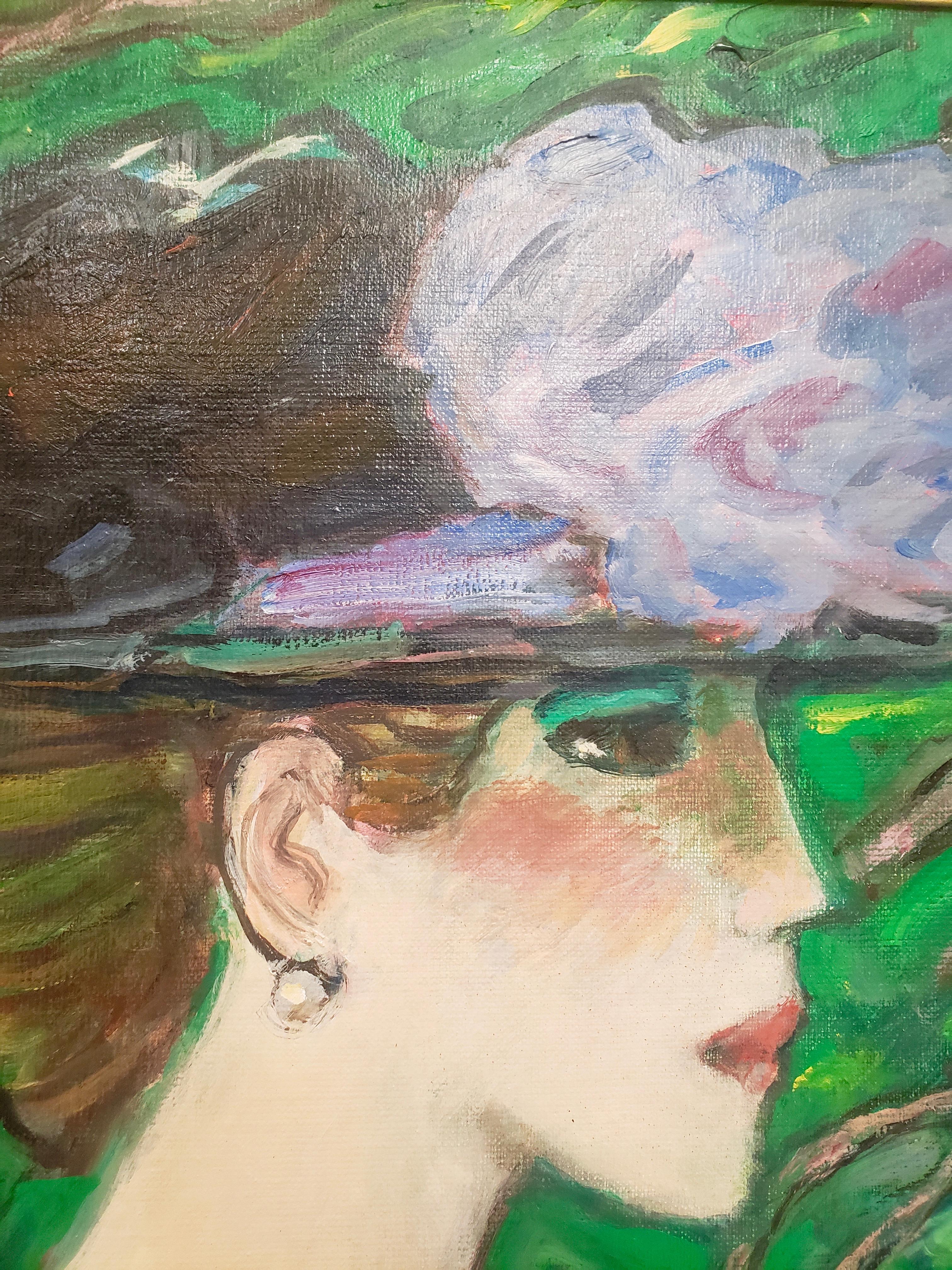 Le Pompon Bleu - Painting de Jean-Pierre Cassigneul