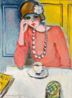 Modern Fauvist Portrait of a Woman by Cassigneul, "Le Cafe"
