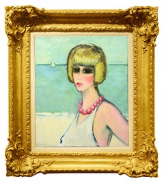 Modern Fauvist Portrait of a Woman by Cassigneul, "Rose Collar"