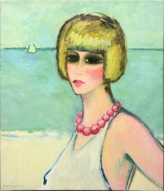 Modern Fauvist Portrait of a Woman by Cassigneul, "Rose Collar"