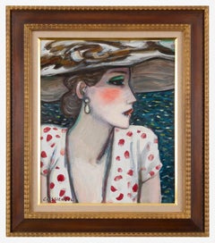 Profil à la Robe à Pois Rouge by Jean-Pierre Cassigneul - Portrait, oil painting