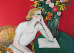 ""La Conversation" Große Originallithographie