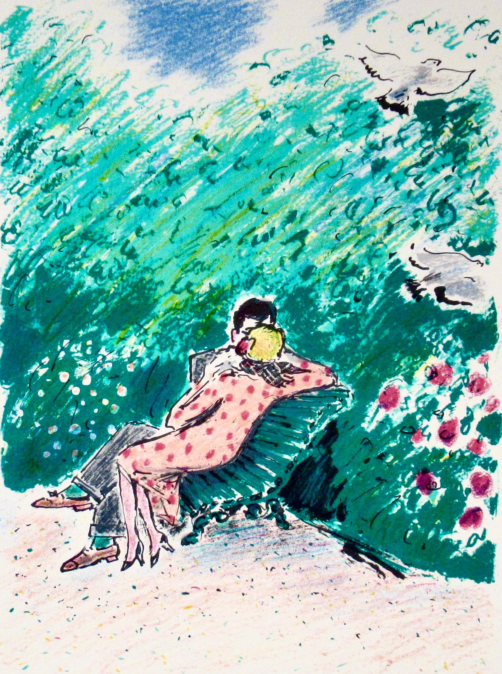 Les Amoureux sur un Banc - Print by Jean-Pierre Cassigneul