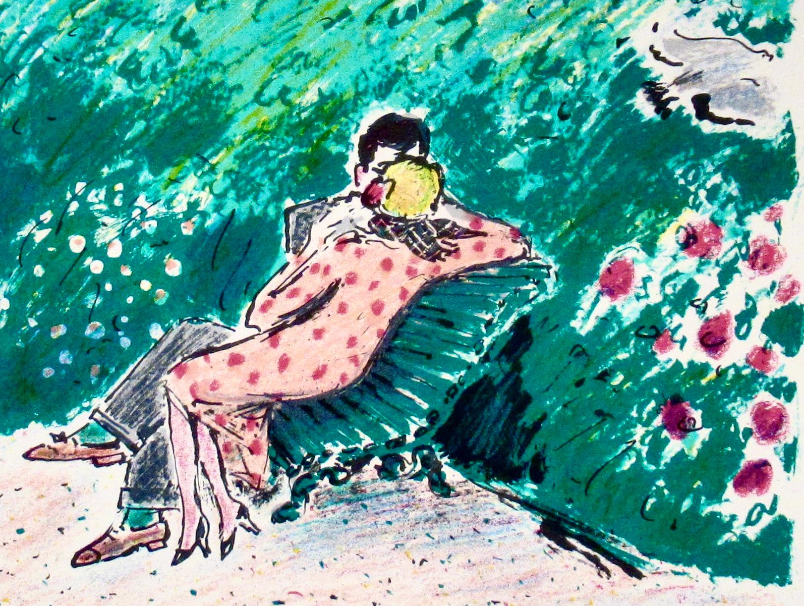 Les Amoureux sur un Banc - Post-Impressionist Print by Jean-Pierre Cassigneul