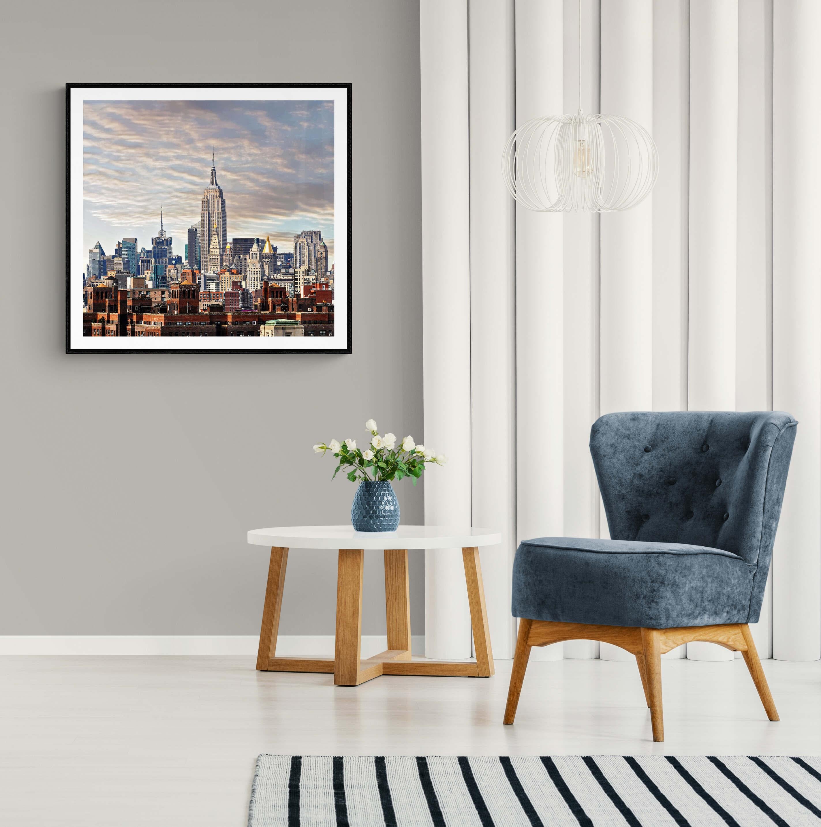 Skyline of New York City from Brooklyn- Contemporary Panoramic Color Photography For Sale 1