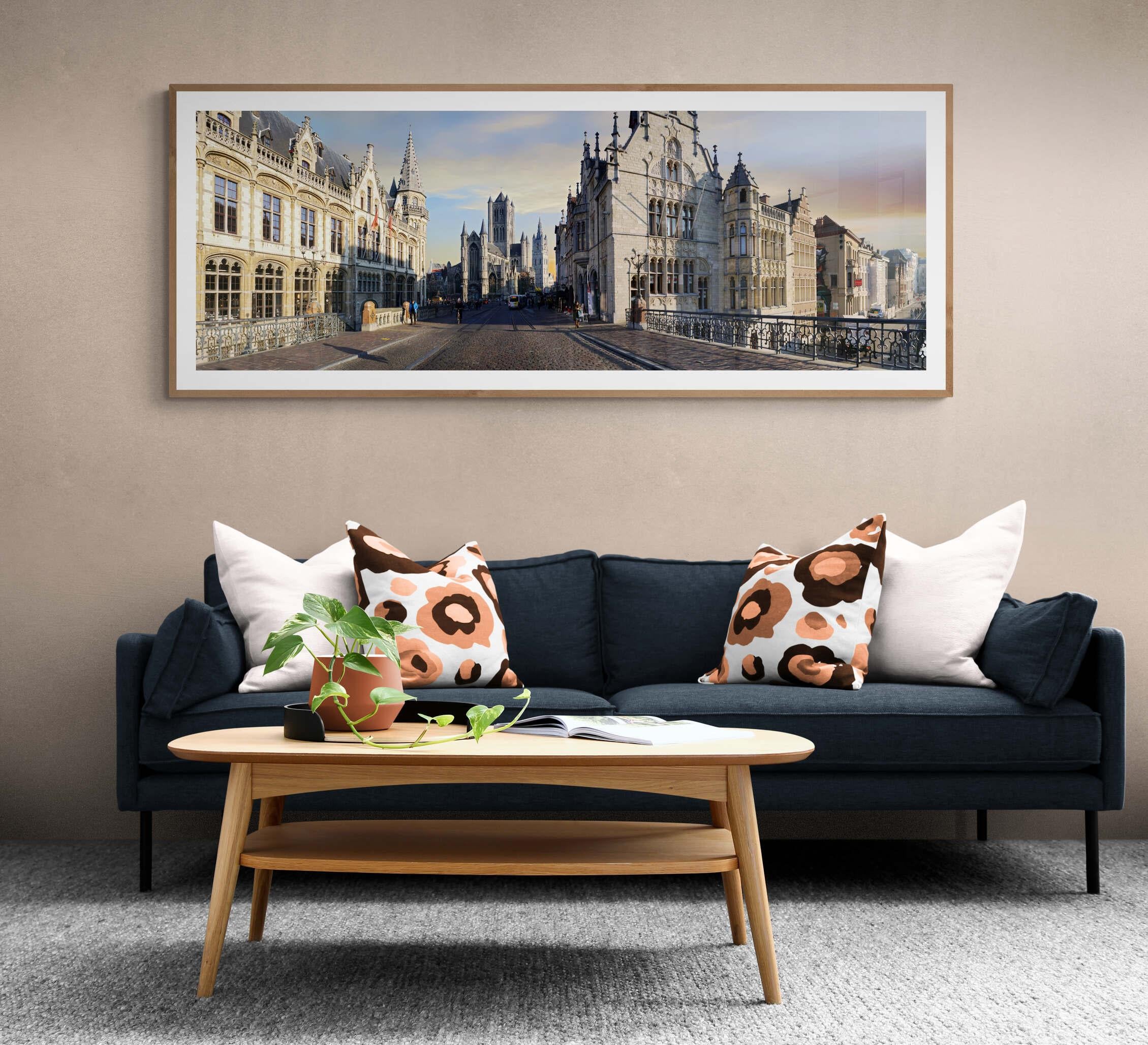 The center of the city of Ghent - (BE)- Contemporary Panoramic Color Photography For Sale 1