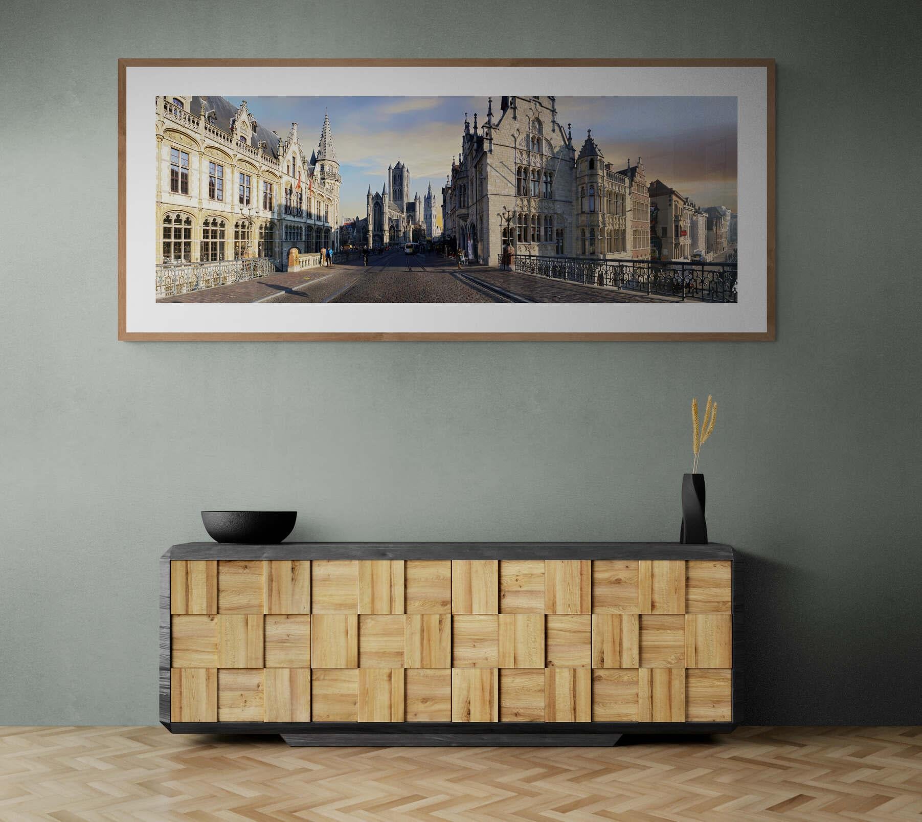 The center of the city of Ghent - (BE)- Contemporary Panoramic Color Photography For Sale 2