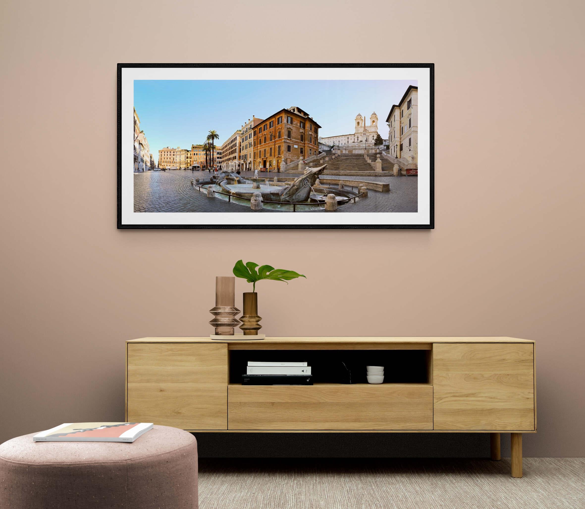 Pigment photographic paper - photography & fine art print © Jean Pierre De Neef 
Artwork sold in perfect condition from a limited edition of 12 ex- Composition from an assembly of 16 shots digitaly edited and made in 2012
The Spanish Steps (piazza