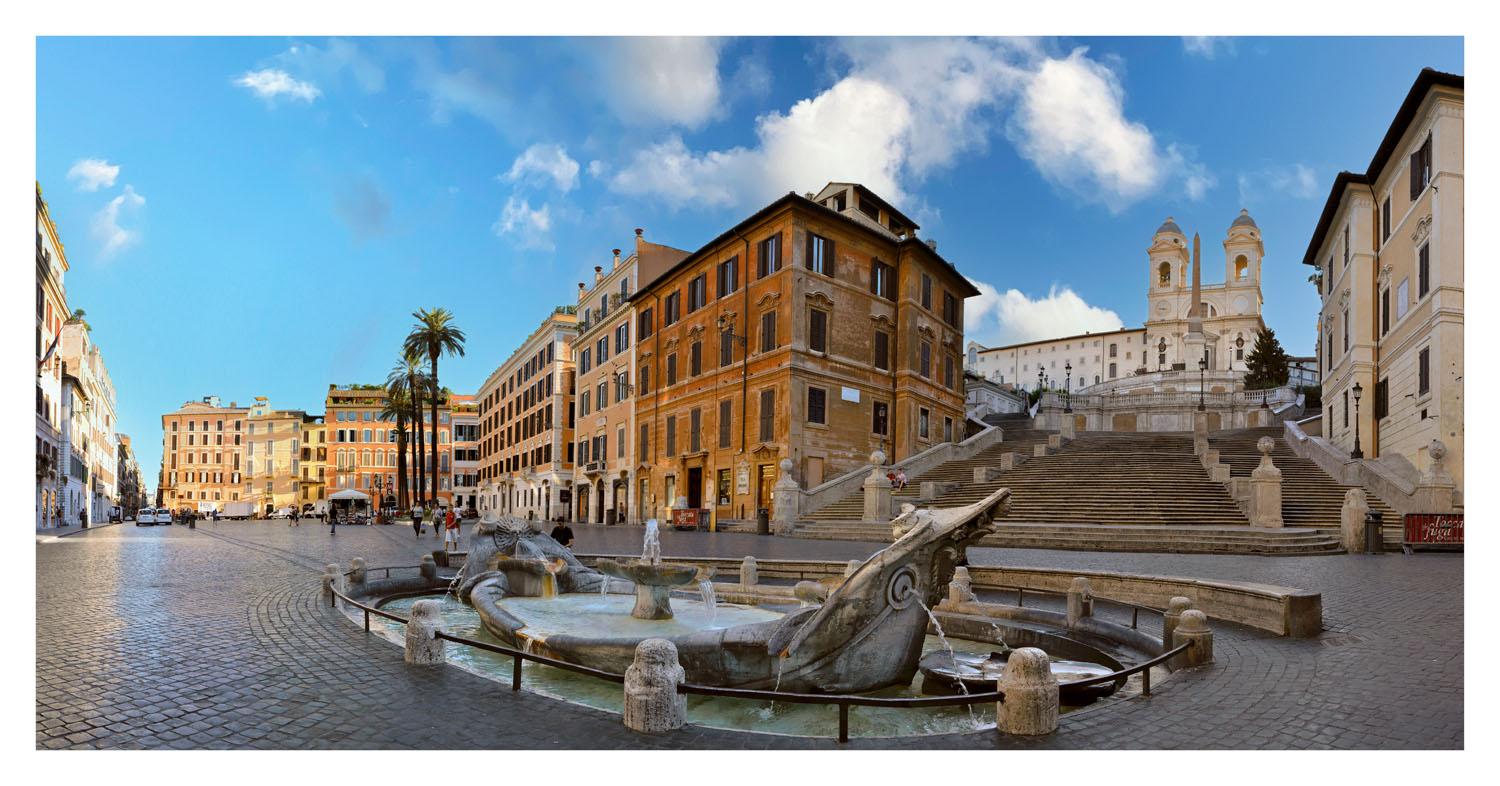 The Piazza di Spagna, Roma - Italy  - Contemporary Panoramic Color Photography For Sale 3