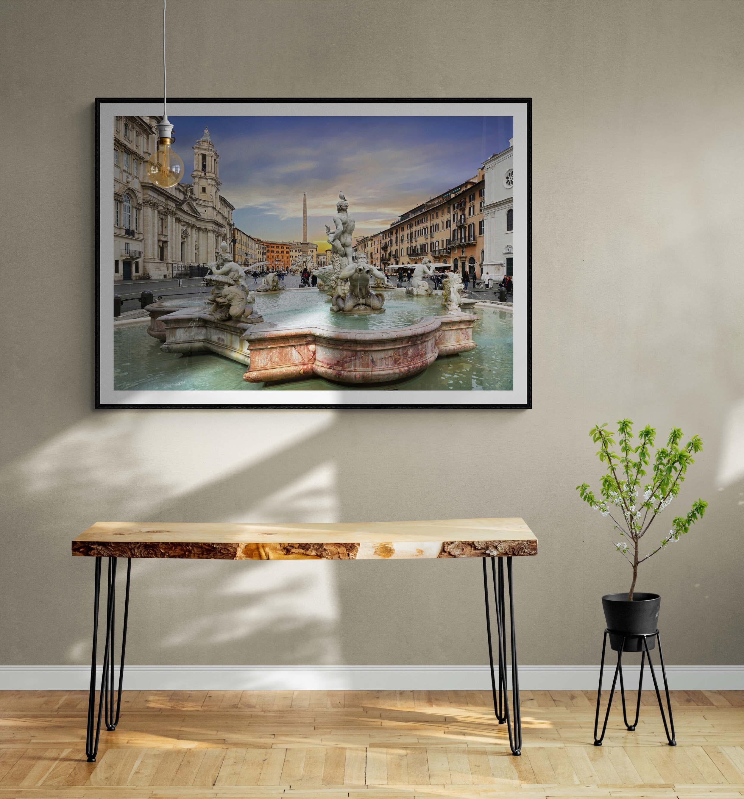 The Piazza Navona, Roma – Italien 2019 – Voll gerahmte Panoramic-Farbfotografie (Fotorealismus), Photograph, von Jean Pierre De Neef