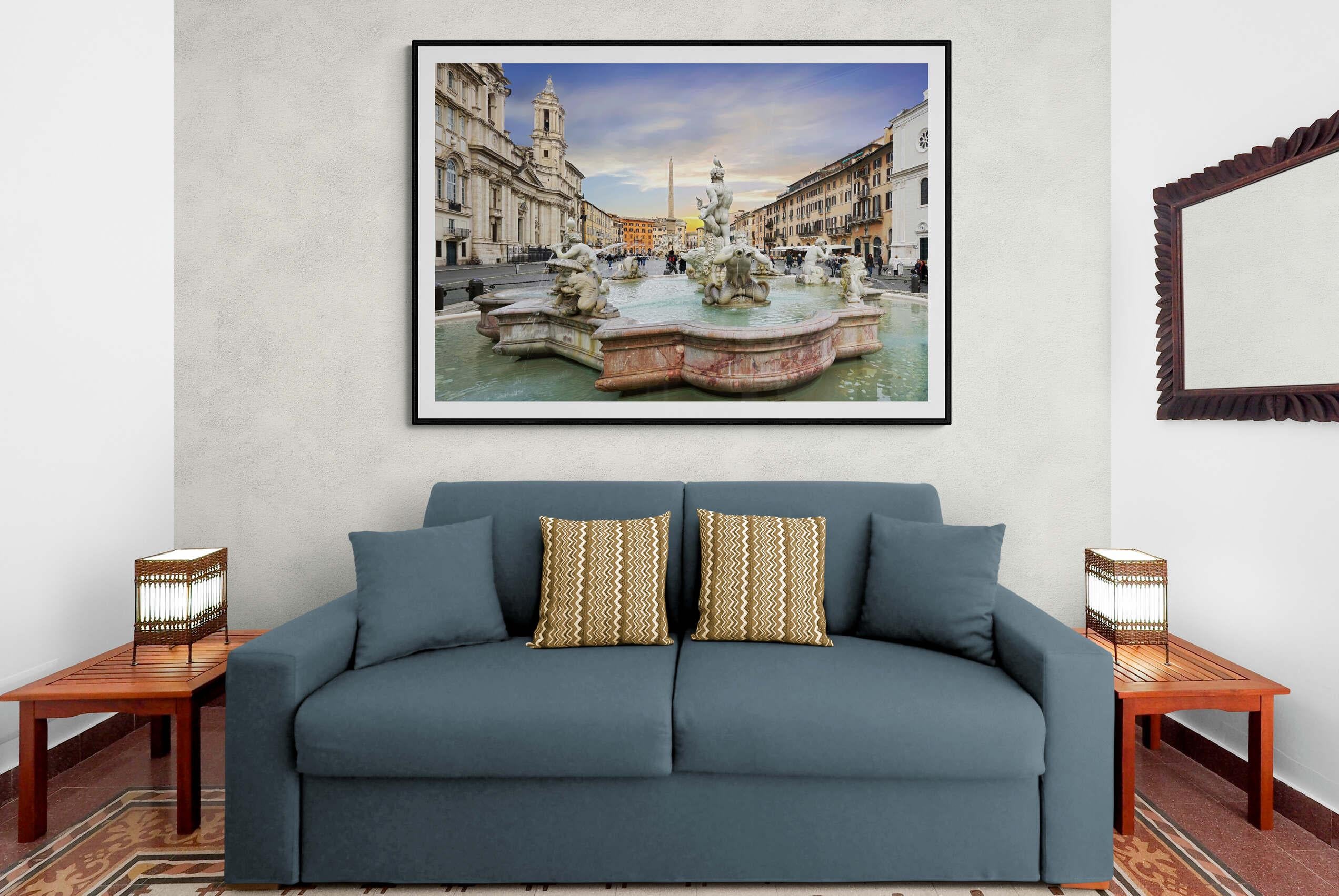 The Piazza Navona, Roma - Italy 2019 - Full Framed Panoramic Color Photography For Sale 3