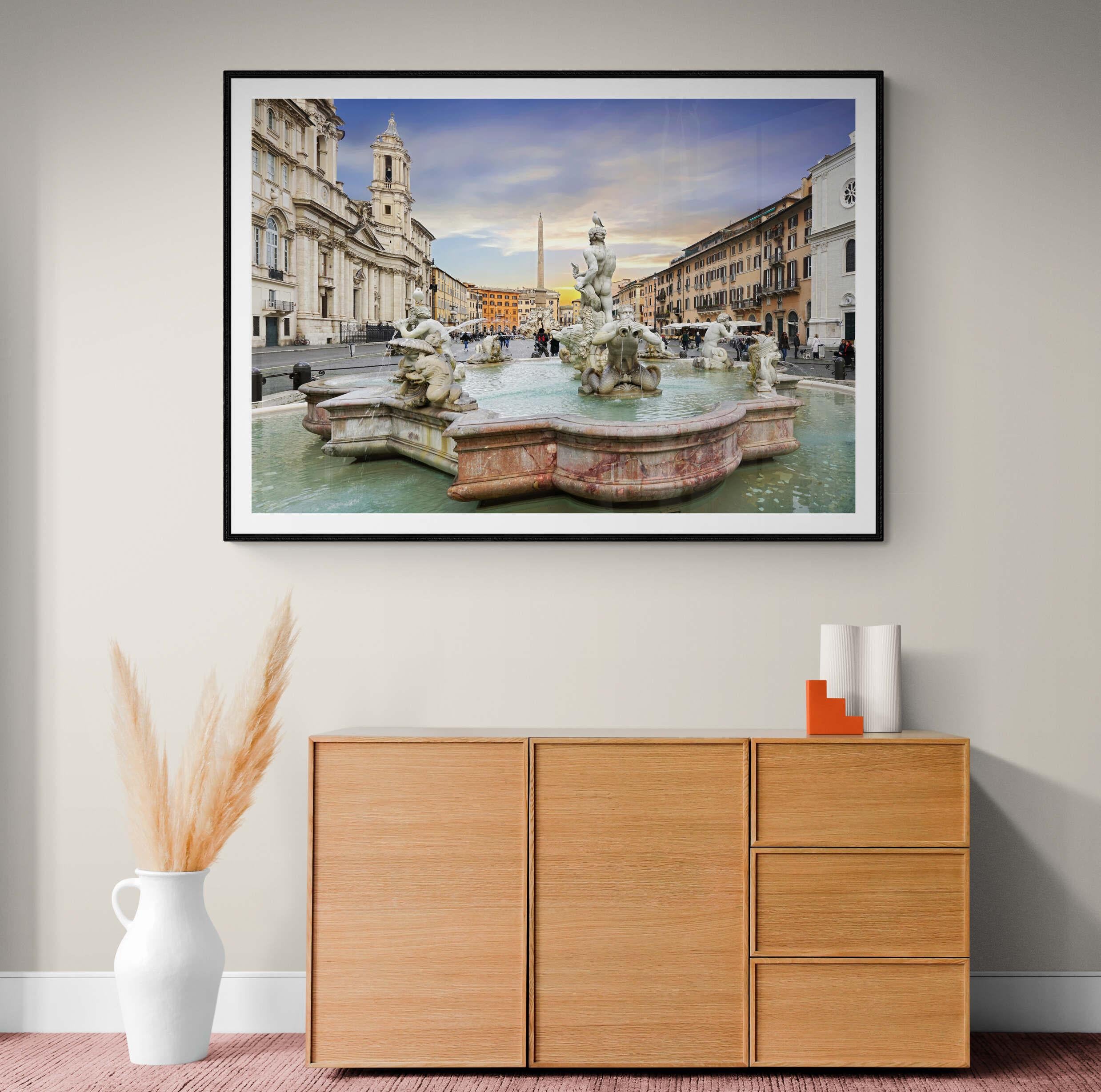La Piazza Navona, Rome, Italie 2019 - Photographie couleur encadrée en vente 3