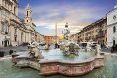 The Piazza Navona, Roma - Italy 2019 - Full Framed Panoramic Color Photography