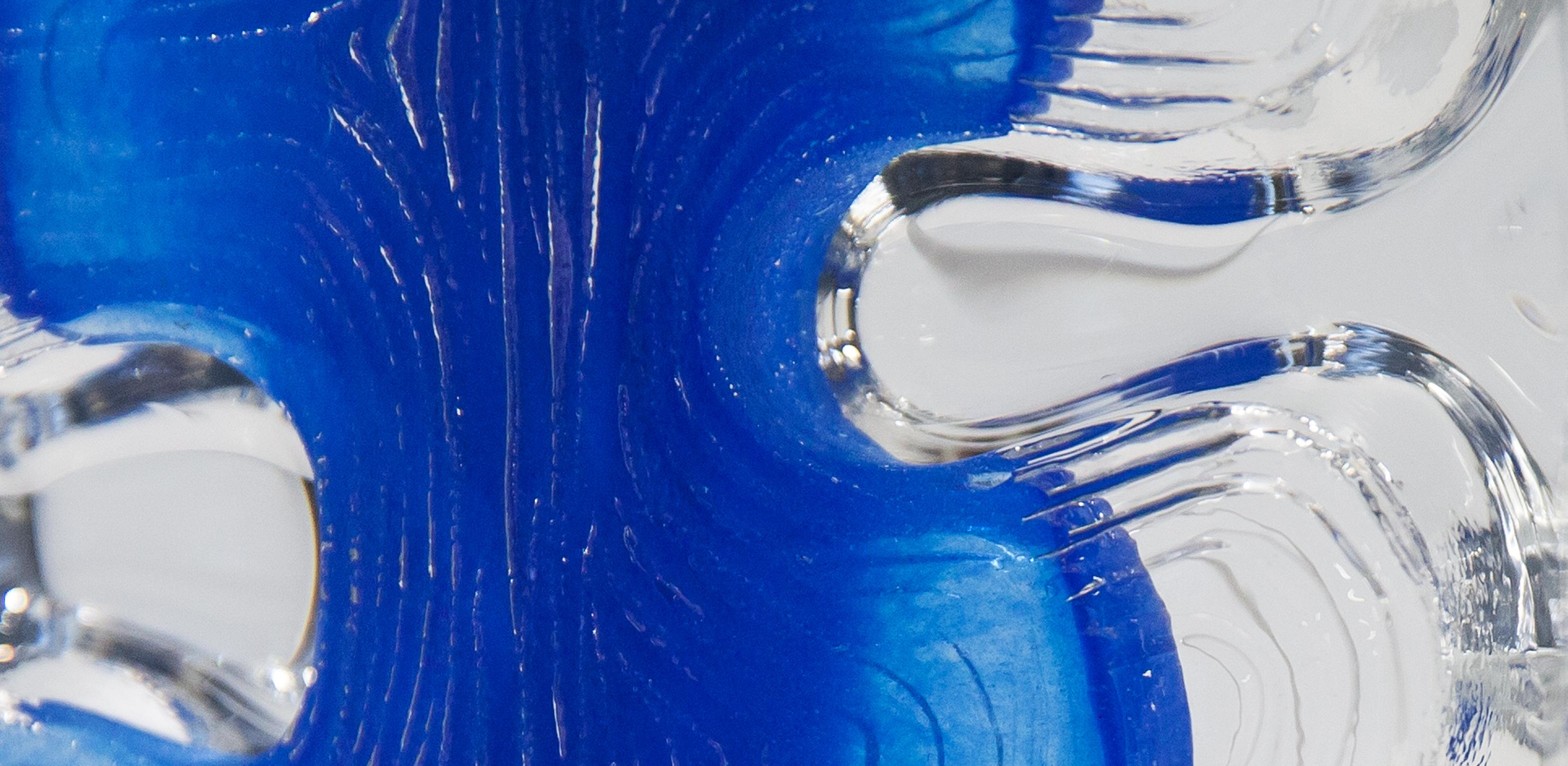 Jean-Pierre Demarchi Lámpara de mesa de cristal azul Daum Años 70 en venta 3