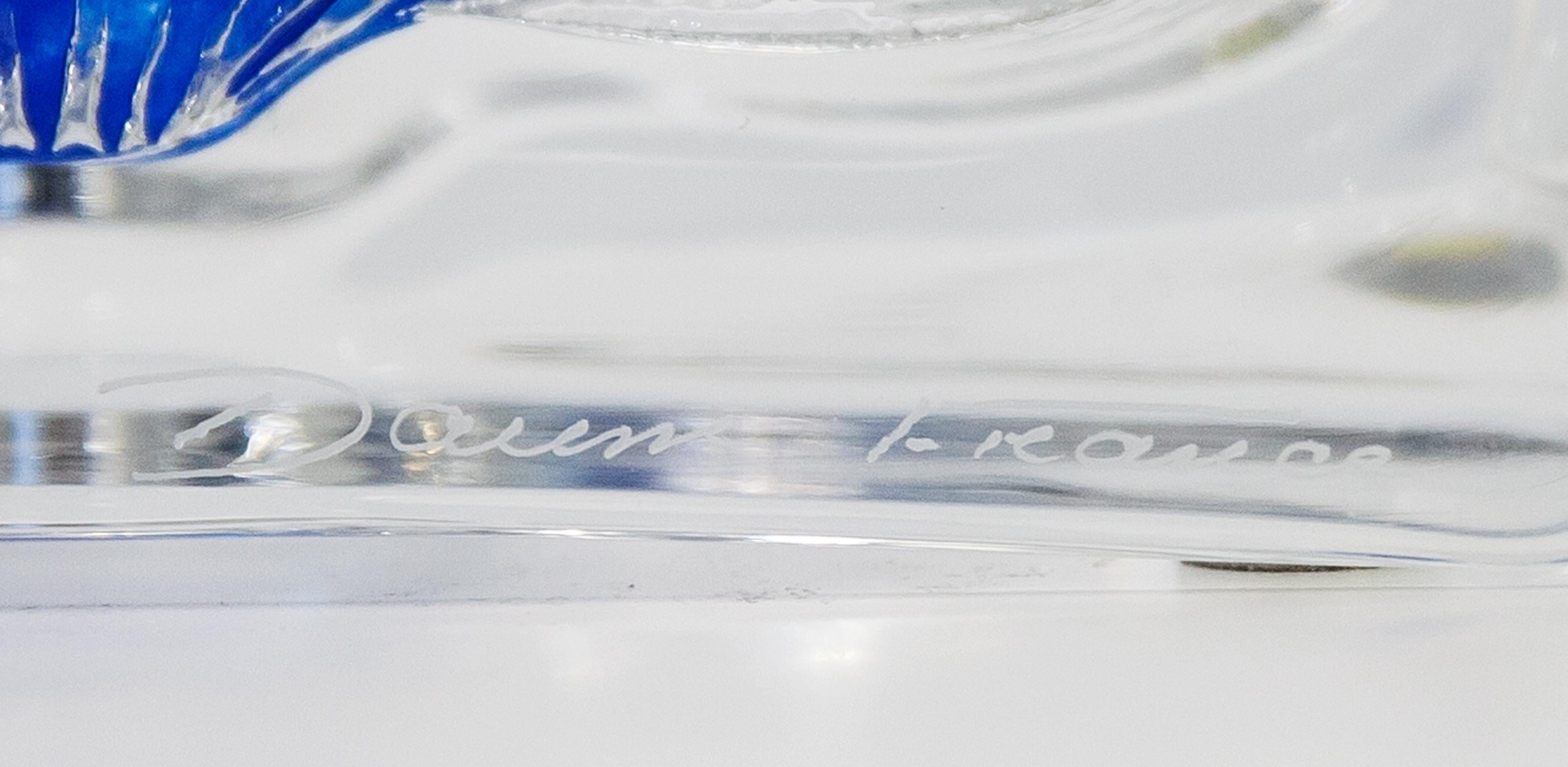 Jean-Pierre Demarchi Lámpara de mesa de cristal azul Daum Años 70 en venta 2