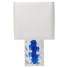 Jean Pierre Demarchi Blue Glass Table Lamp Daum 1970s