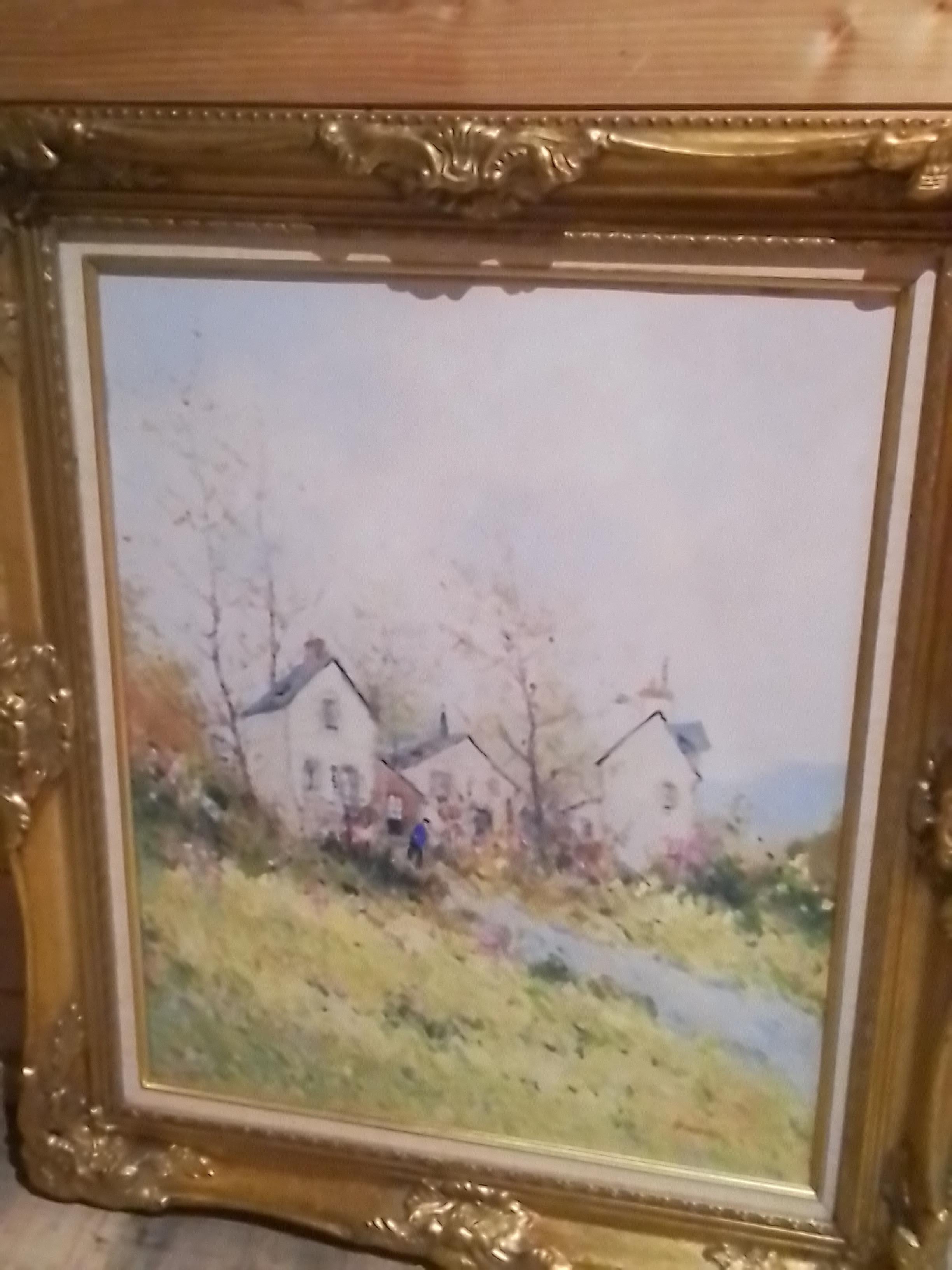 Dubord Jean. Landschaft in einem Blumengarten im Herbst - Öl auf Leinwand - signiert. im Angebot 6