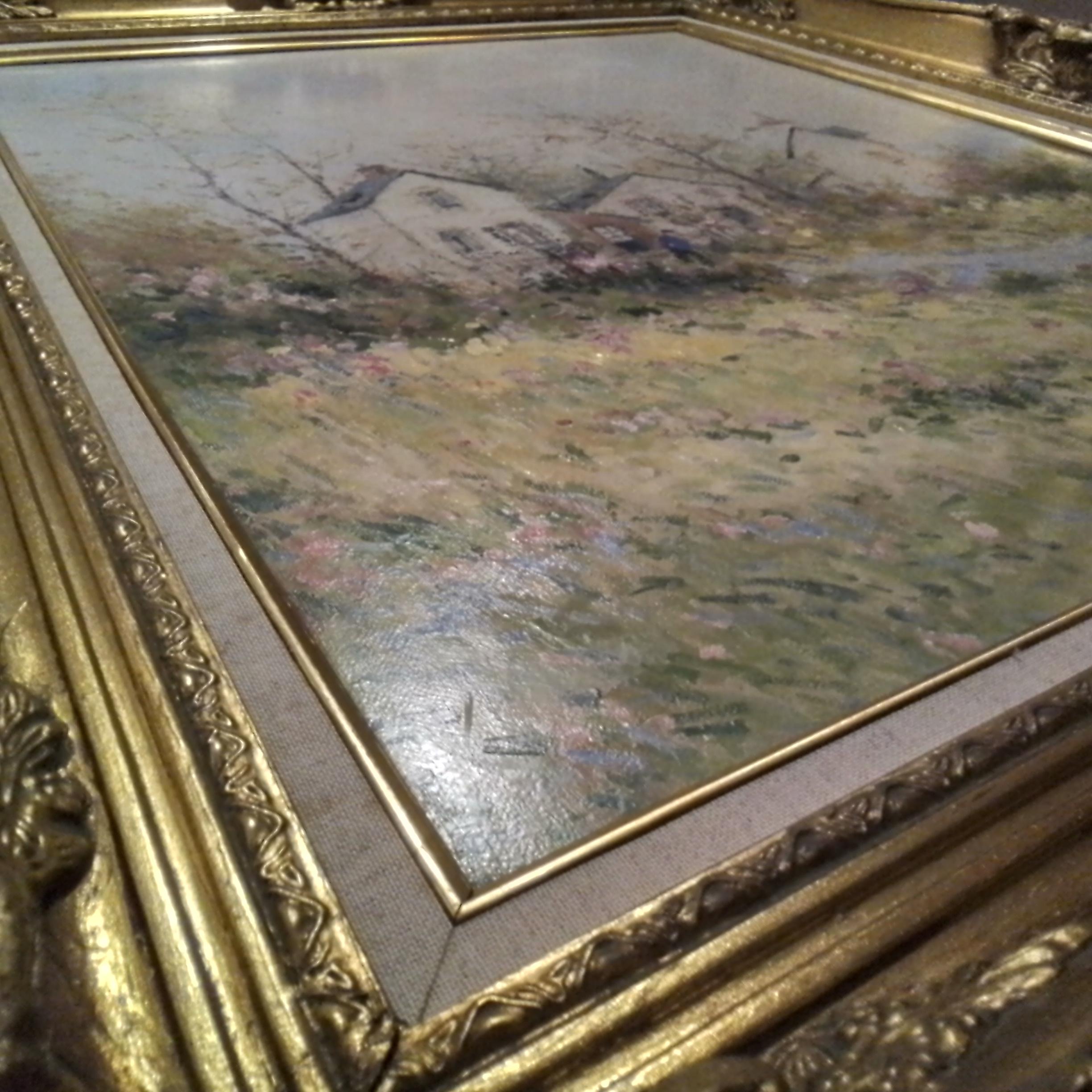 Dubord Jean. Landschaft in einem Blumengarten im Herbst - Öl auf Leinwand - signiert. im Angebot 9