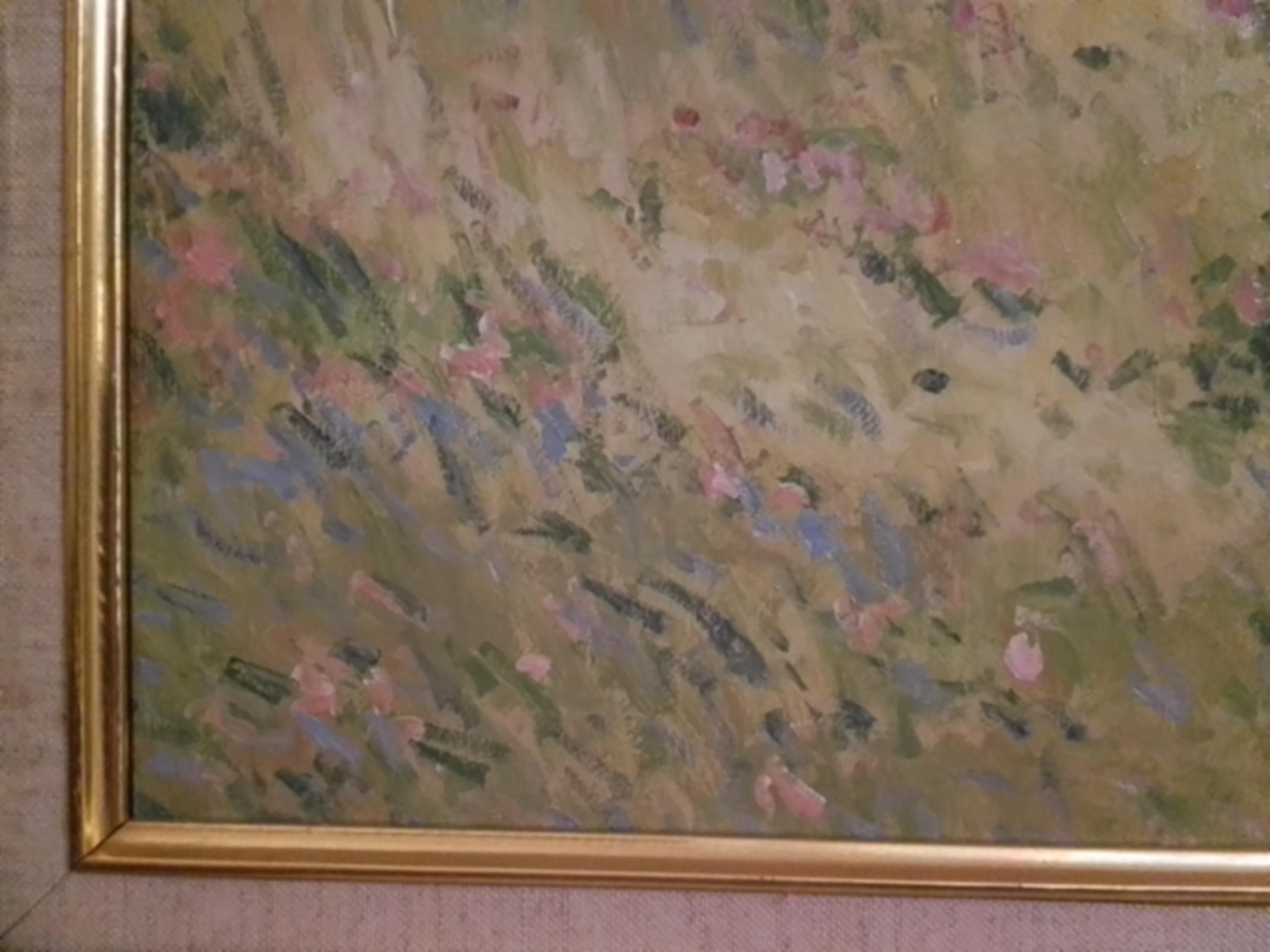 Dubord Jean. Landschaft in einem Blumengarten im Herbst - Öl auf Leinwand - signiert. (Post-Impressionismus), Painting, von Jean Pierre Dubord