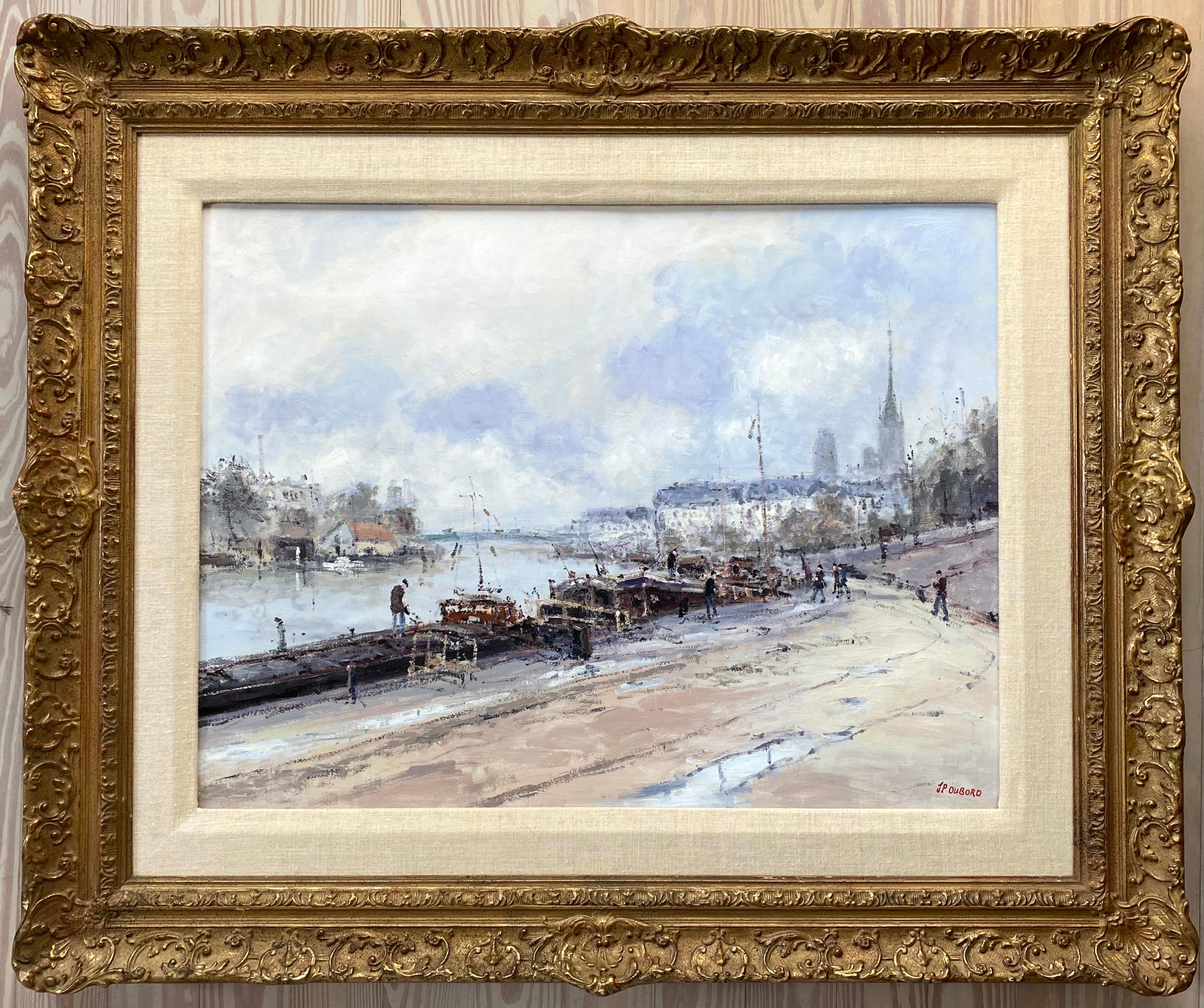 “Rouen on the Seine” - Painting by Jean Pierre Dubord