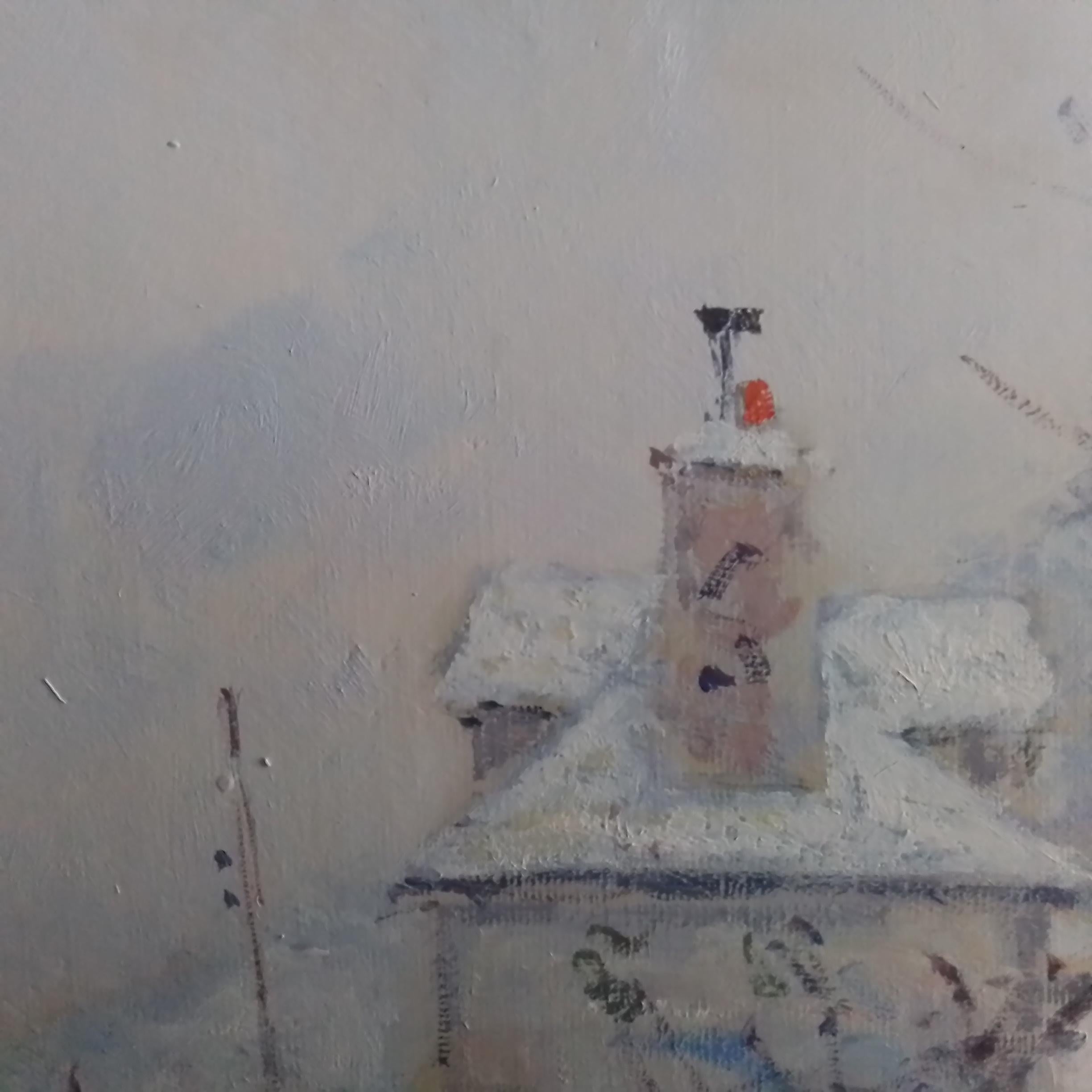 Paysage de neige de la Seine en Normandie, France - Jean Pierre Dubord en vente 9