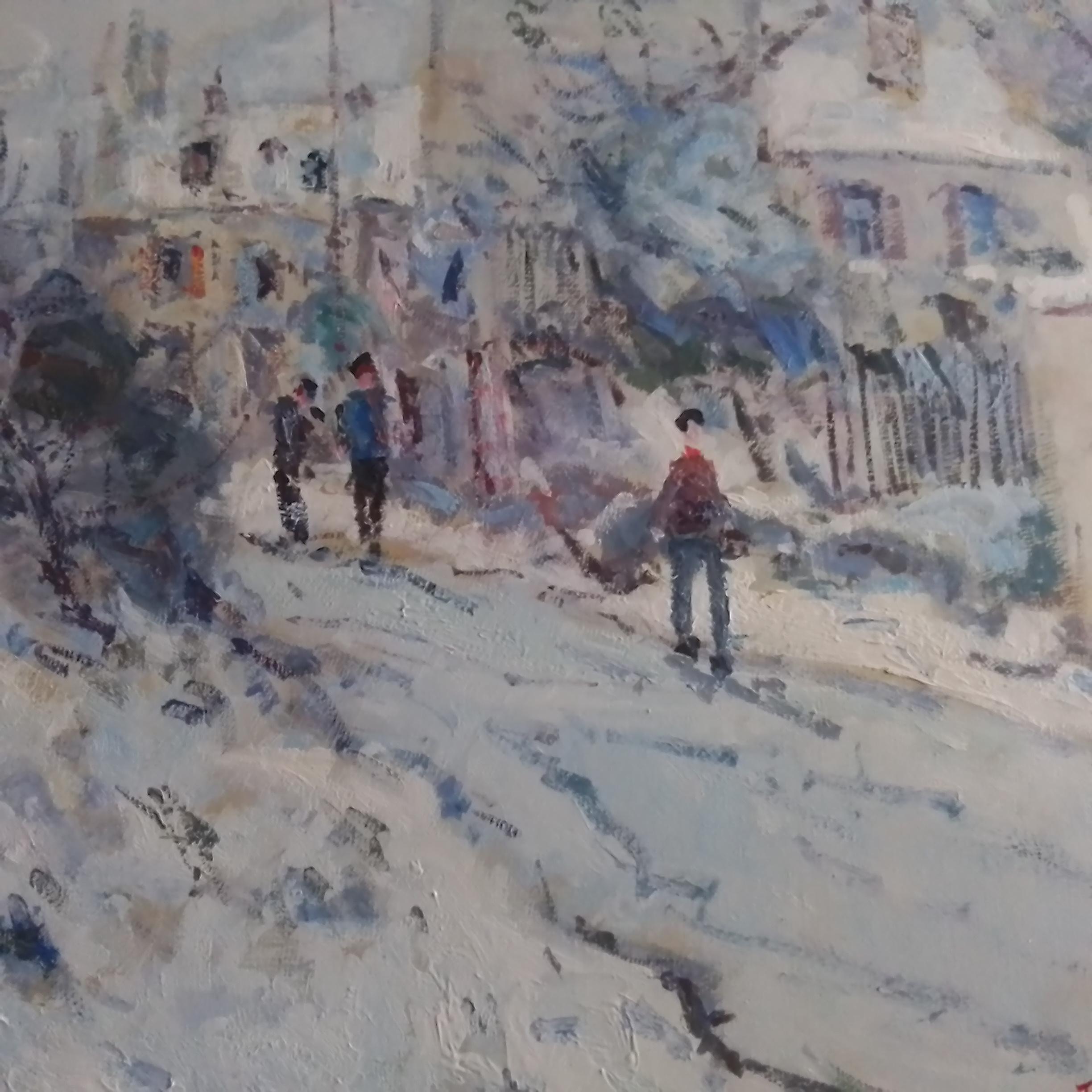 Paysage de neige de la Seine en Normandie, France - Jean Pierre Dubord en vente 2