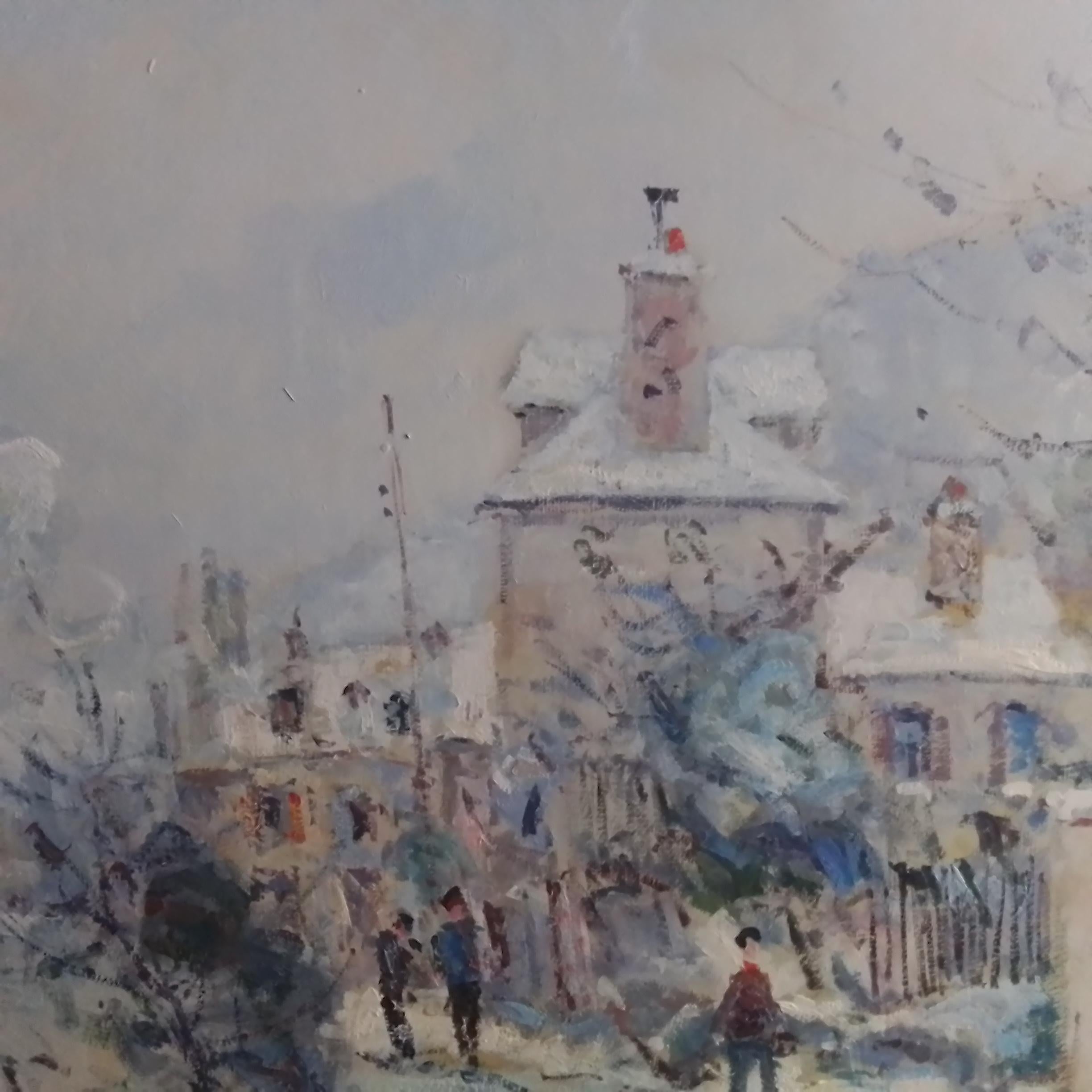 Paysage de neige de la Seine en Normandie, France - Jean Pierre Dubord en vente 3
