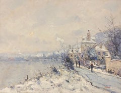 Snowy effects - Landscape by the Seine in Normandy France by Jean Pierre Dubord