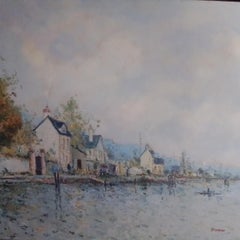 Rowboats on the Seine in Normandy - French Impressionism by Jean Pierre Dubord