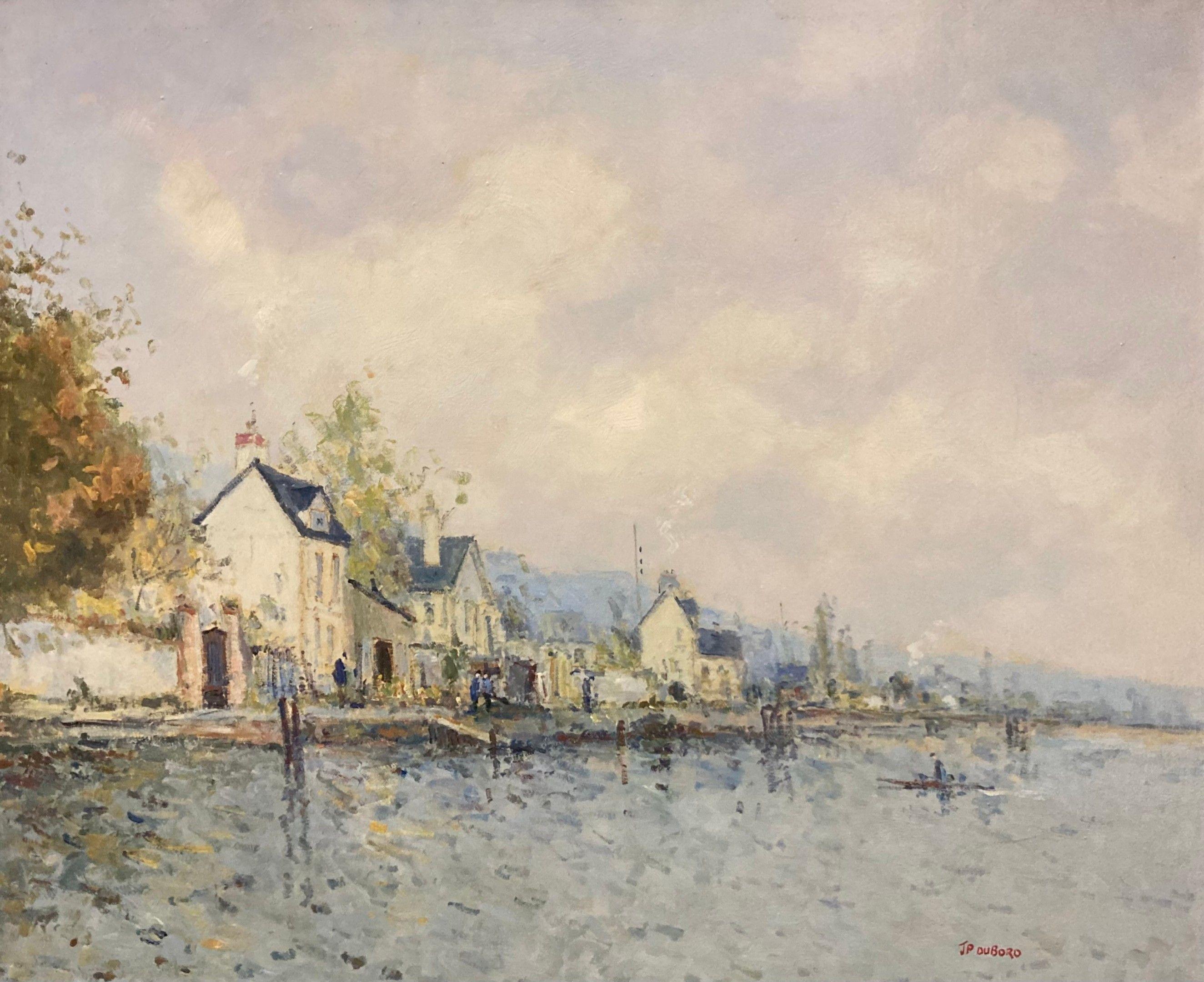 Rowboats on the Seine in Normandy - French Impressionism by Jean Pierre Dubord