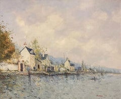 Rowboats on the Seine in Normandy - French Impressionism by Jean Pierre Dubord