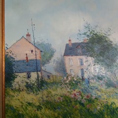 Cottage House in France in Summer, Impressionist Oil on Canvas, Framed