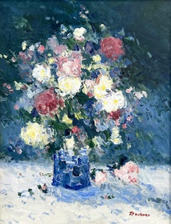 Pariser impressionistisches Stillleben, Ölgemälde auf Leinwand, „Evening Flowers“