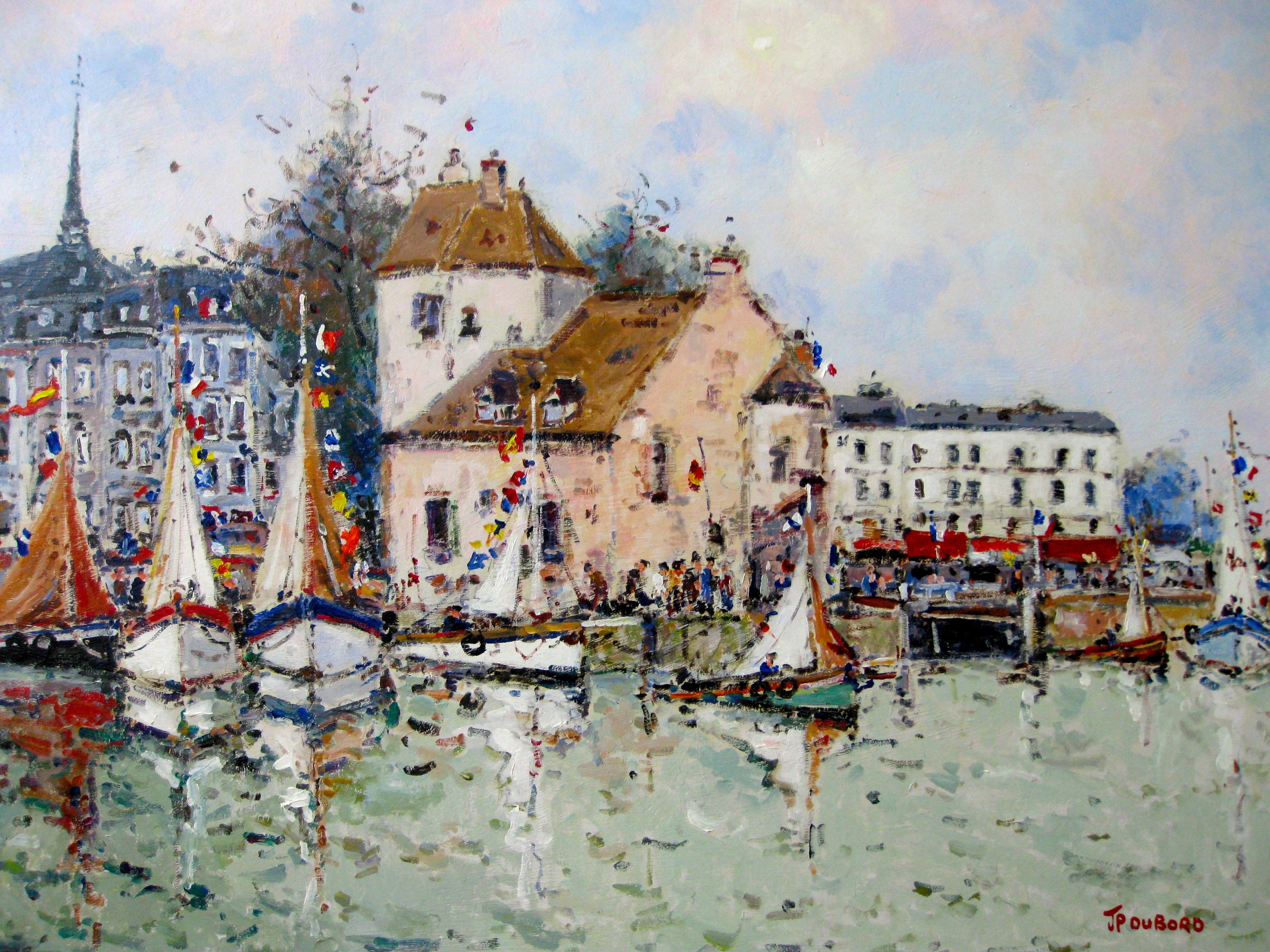 Jean-Pierre Dubord Landscape Painting – Die Fete im Hafen von Honfleur