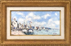"Les Bateaux Au Port" Dipinto a olio su tela dell'Impressionismo francese "Barche al porto