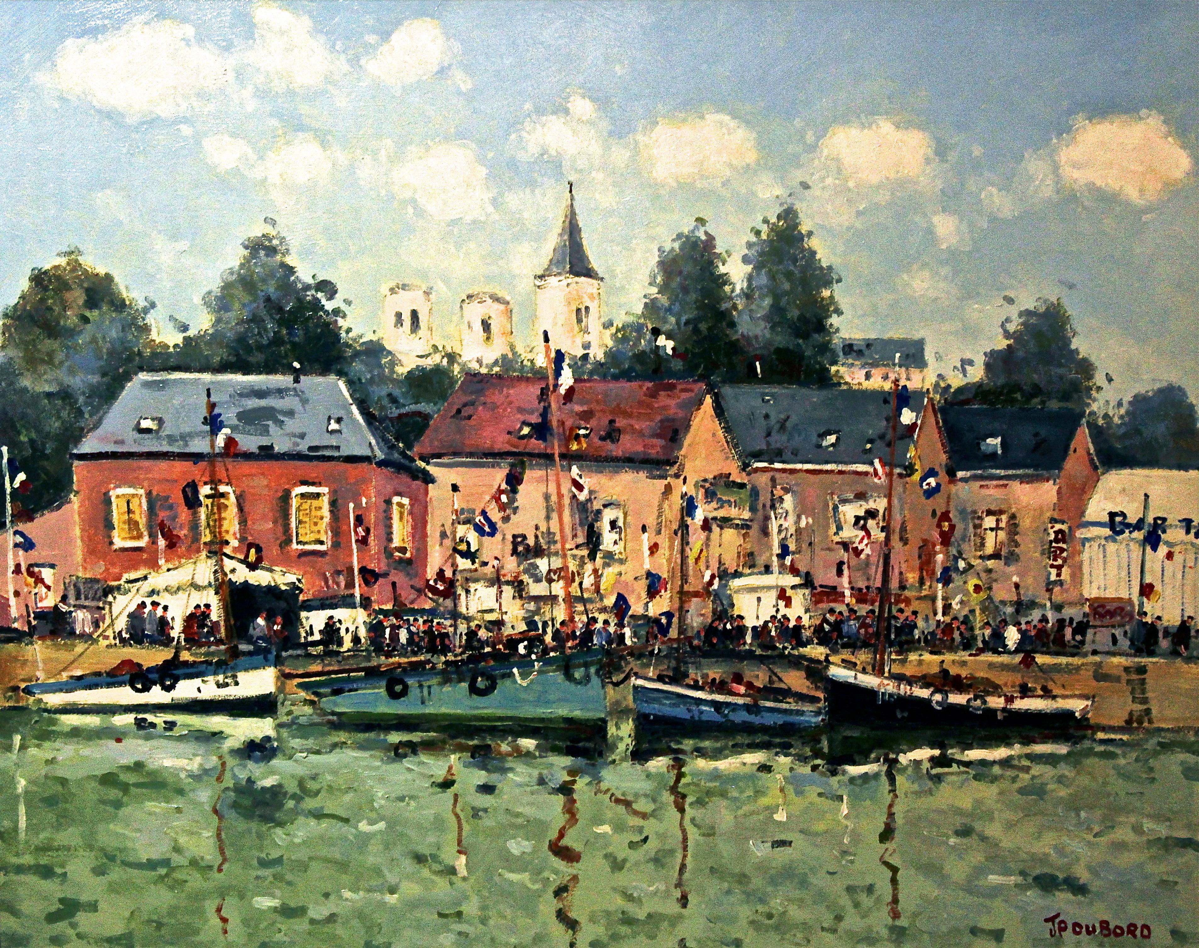 Jean-Pierre Dubord Landscape Painting - Les Bateux Danns le Port de Caen