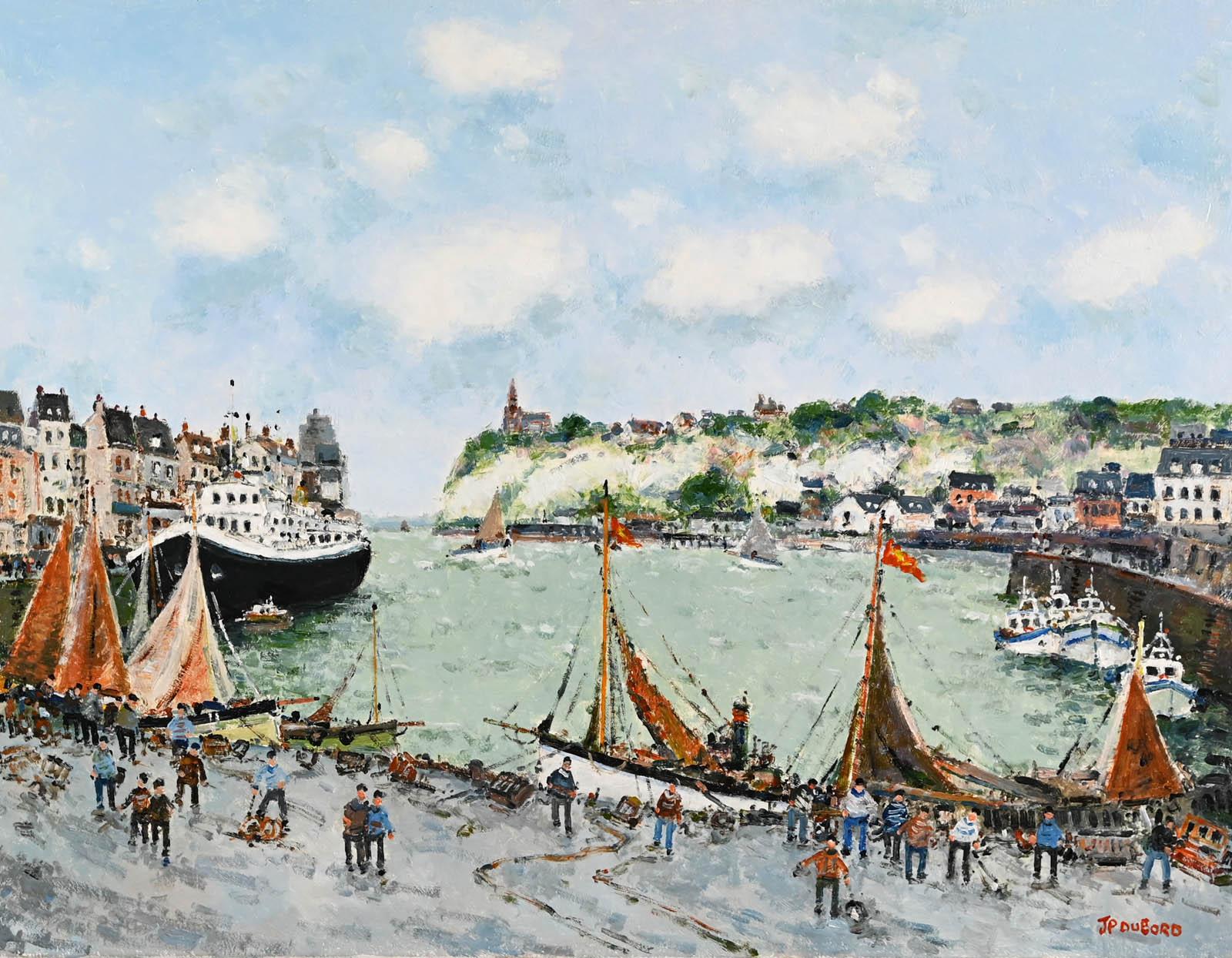 Figurative Painting Jean-Pierre Dubord - Les vieux Gréements dans le port de Dieppe