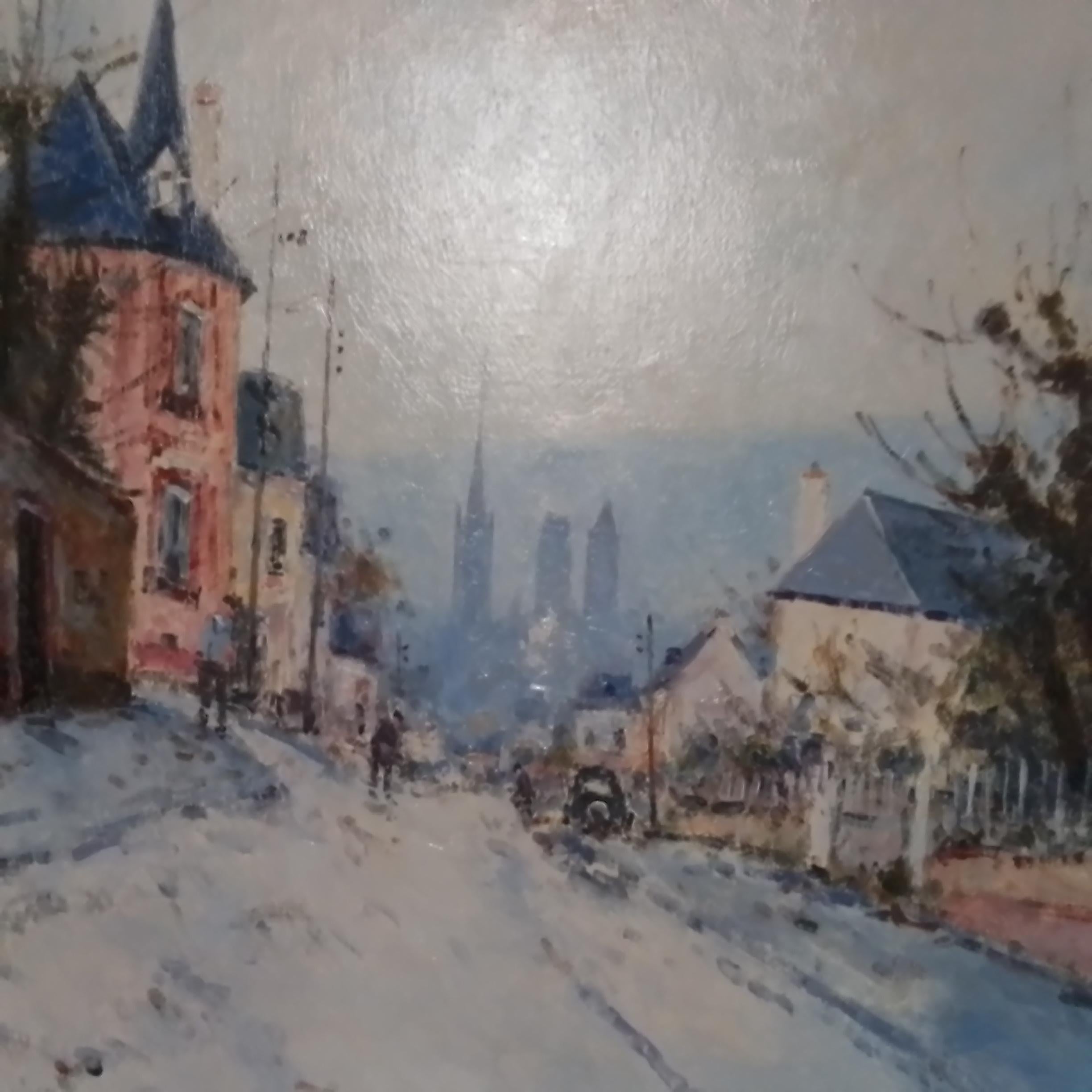 Vintage french Impressionism by Jean Dubord - oil signed - Beige Landscape Painting by Jean-Pierre Dubord