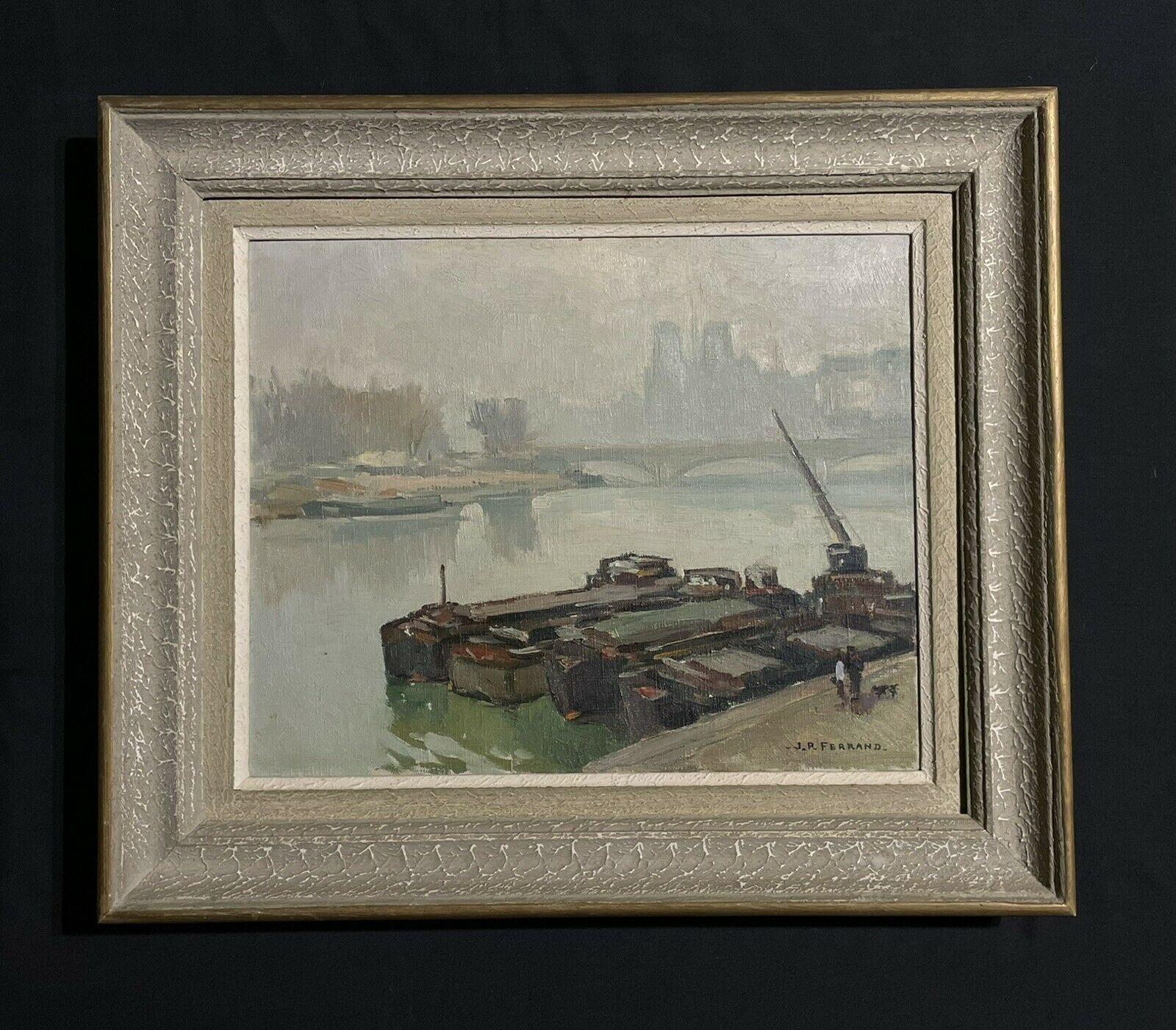 Artist/ School: Jean-Pierre Ferrand (French, 1902 - 1983) signed

Title: The River Seine, Paris. Beautiful misty view over the skyline of Paris, looking towards the Notre Dame cathedral. 

Medium:  signed, oil painting on canvas, framed.

Size:

   